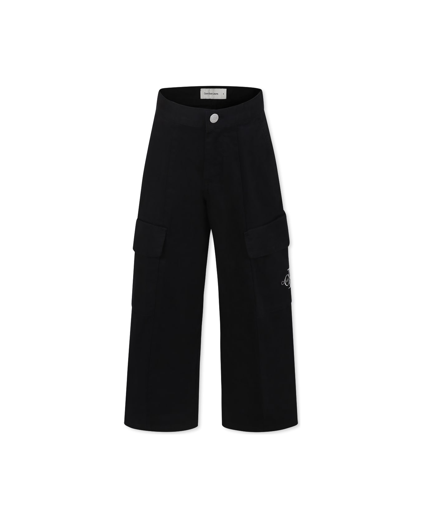 Calvin Klein Black Trousers For Girl With Logo - Black