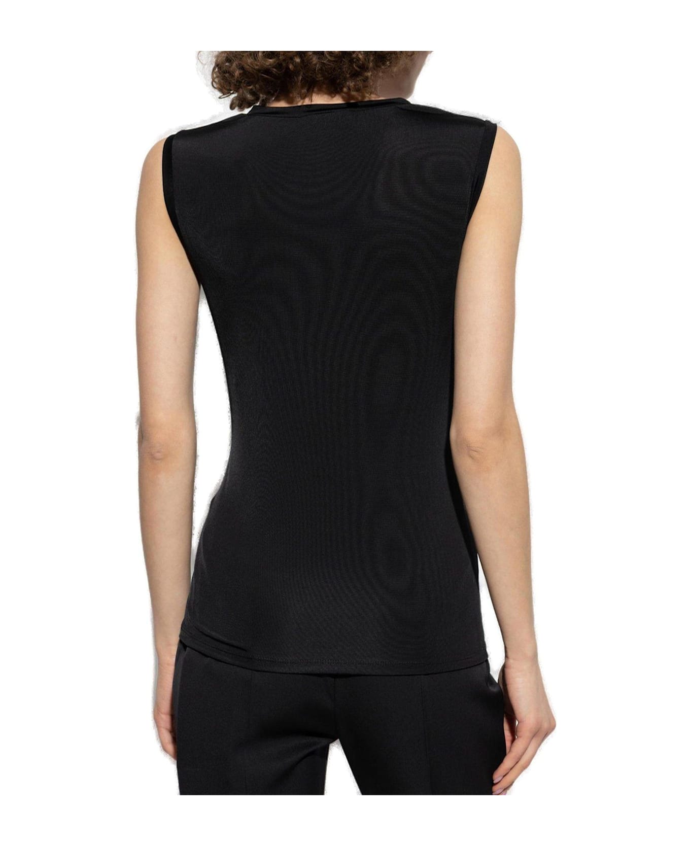 Alexander McQueen Logo Detailed Mesh Tank Top - Black
