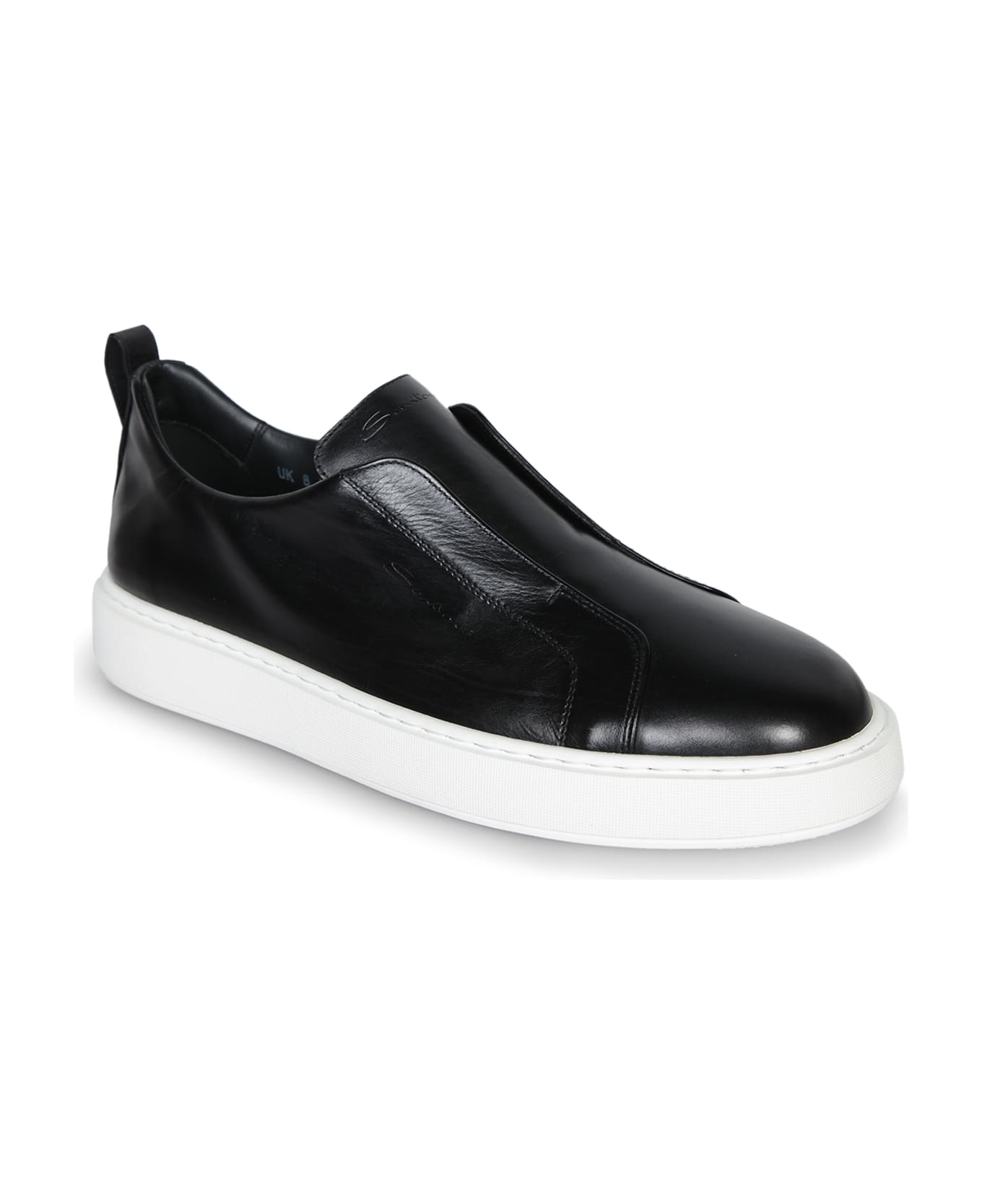 Santoni Victory Black Leather Sneakers - Black
