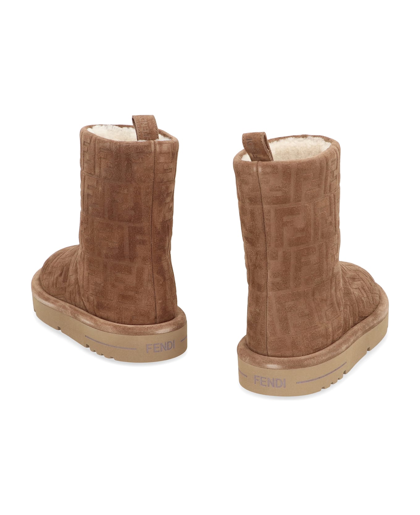 Fendi Low Boots Apres Chic In Suede - brown