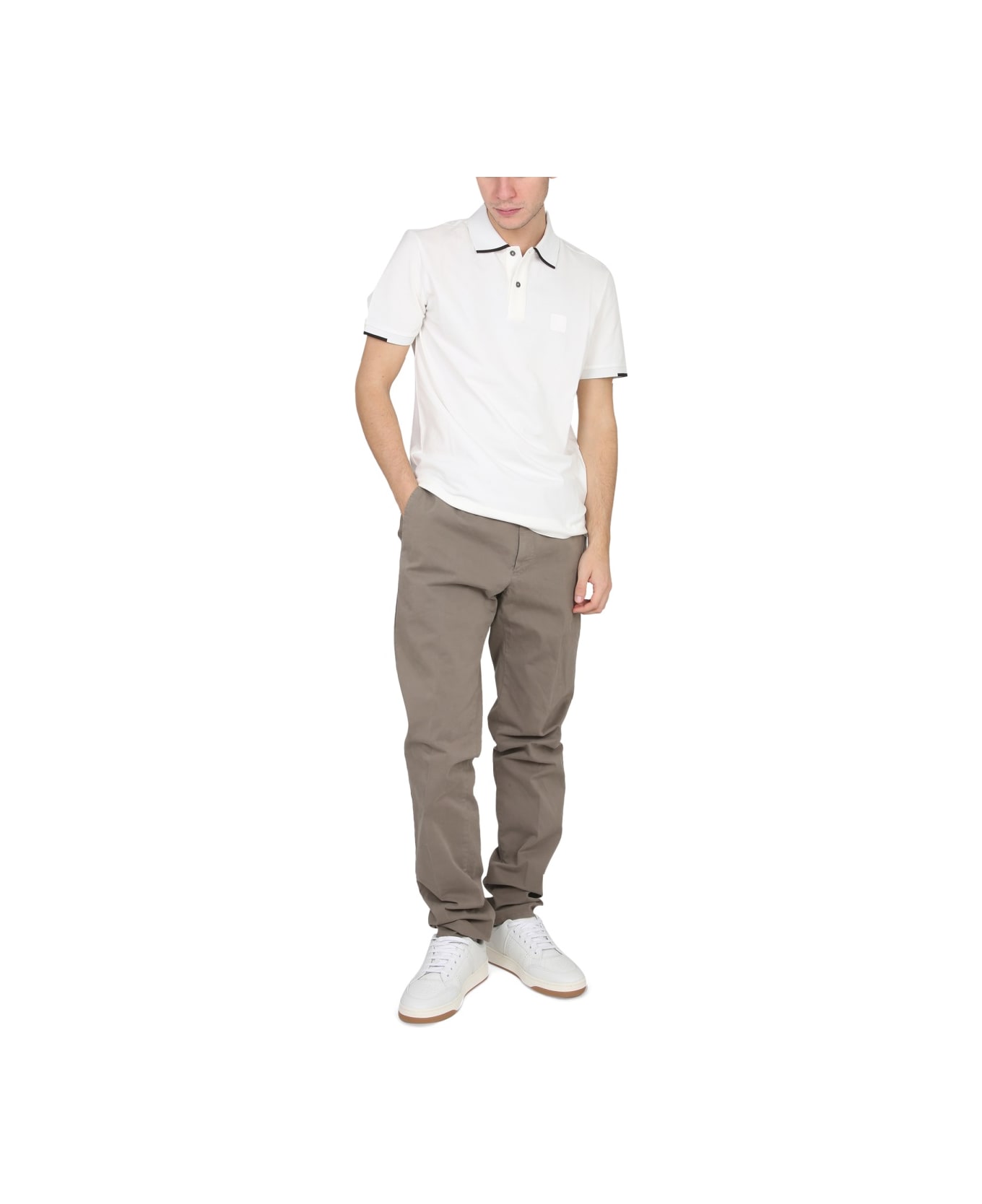 C.P. Company Polo With Logo Patch - WHITE