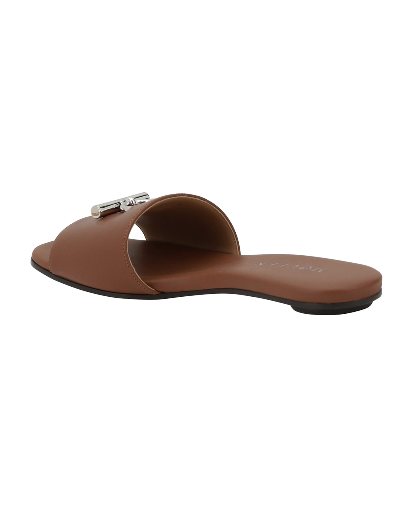 Alexander McQueen Leather Sandals - Siena/silver