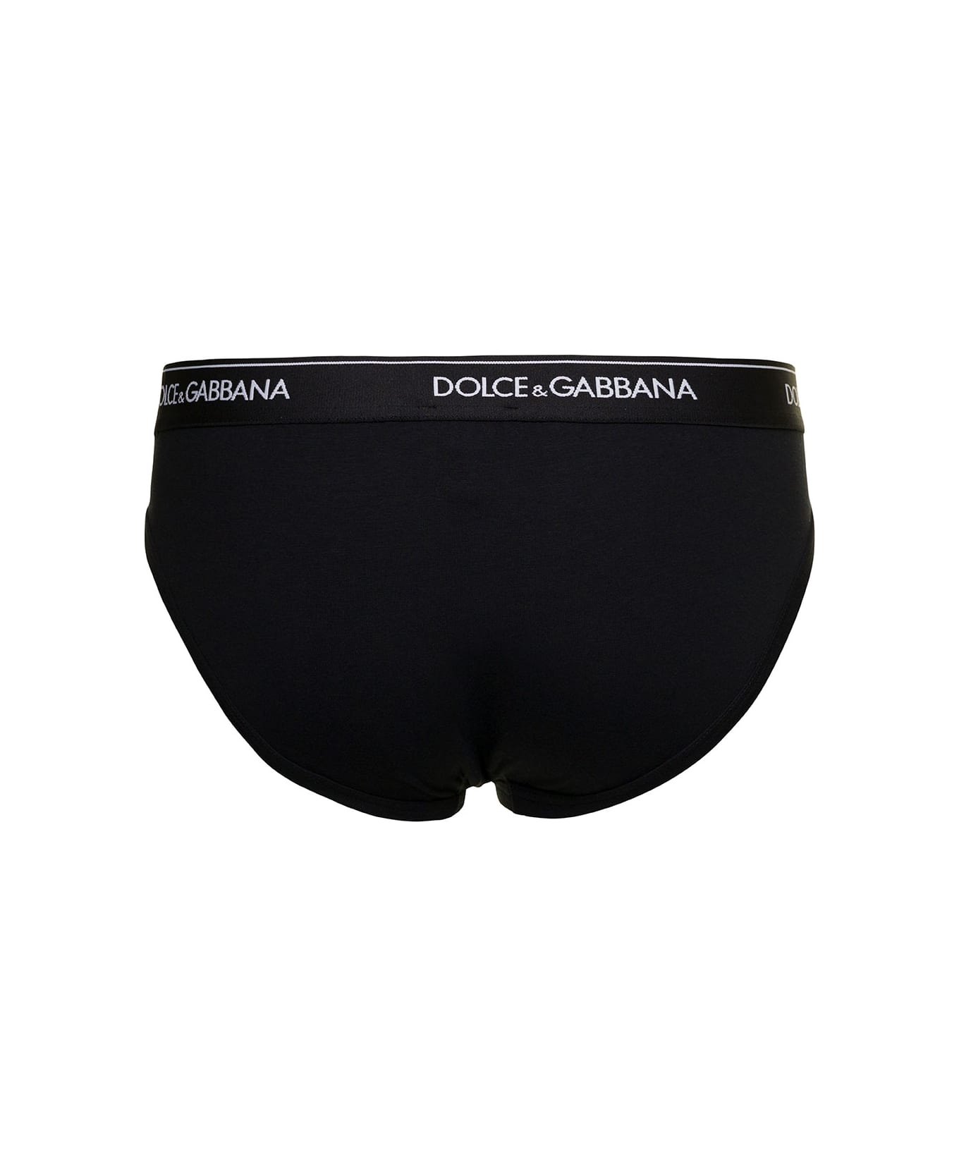 Dolce & Gabbana Cotton Briefs With Logoed Elastic Band - Black ショーツ