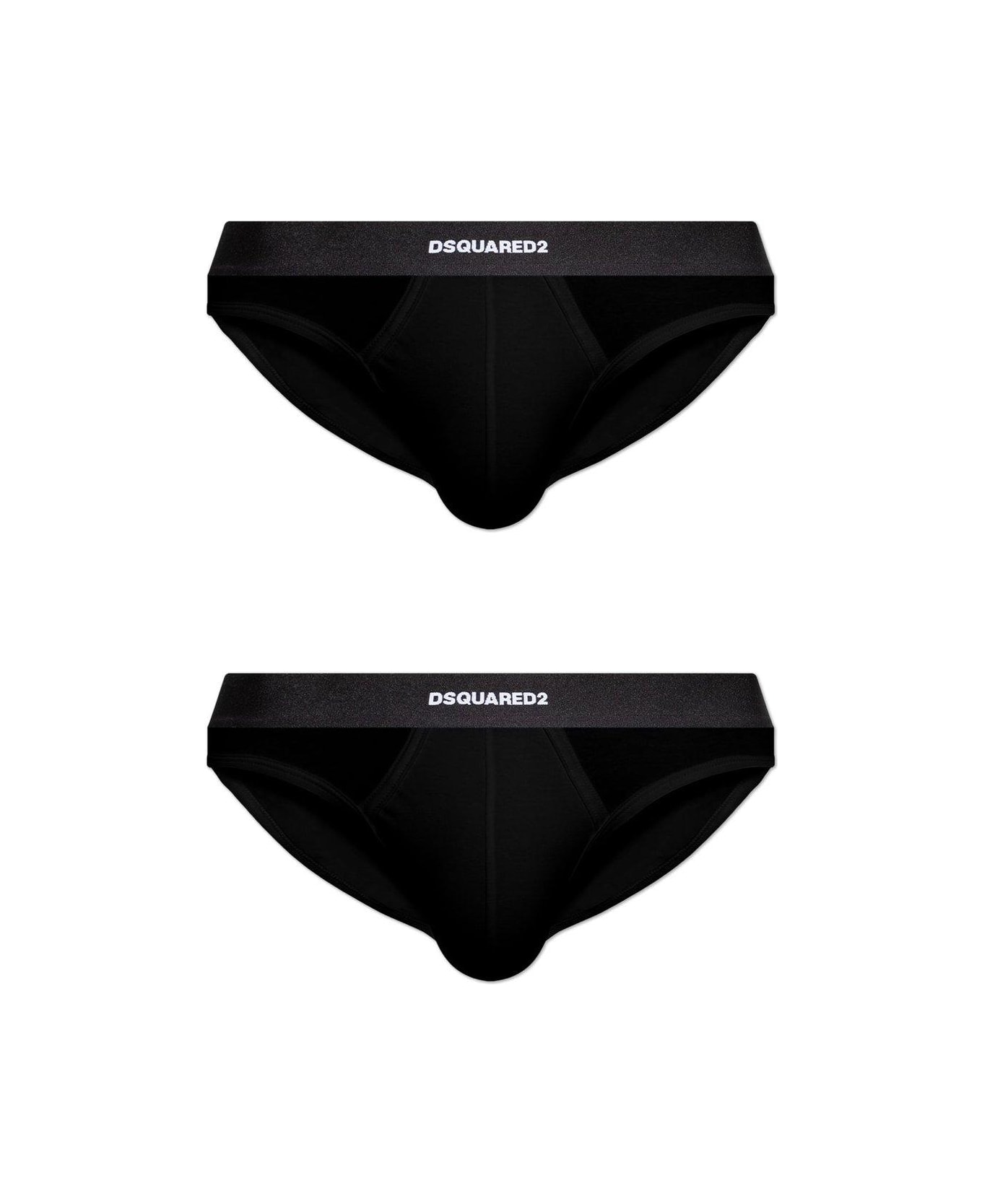 Dsquared2 Logo Waistband Two-pack Briefs - Black