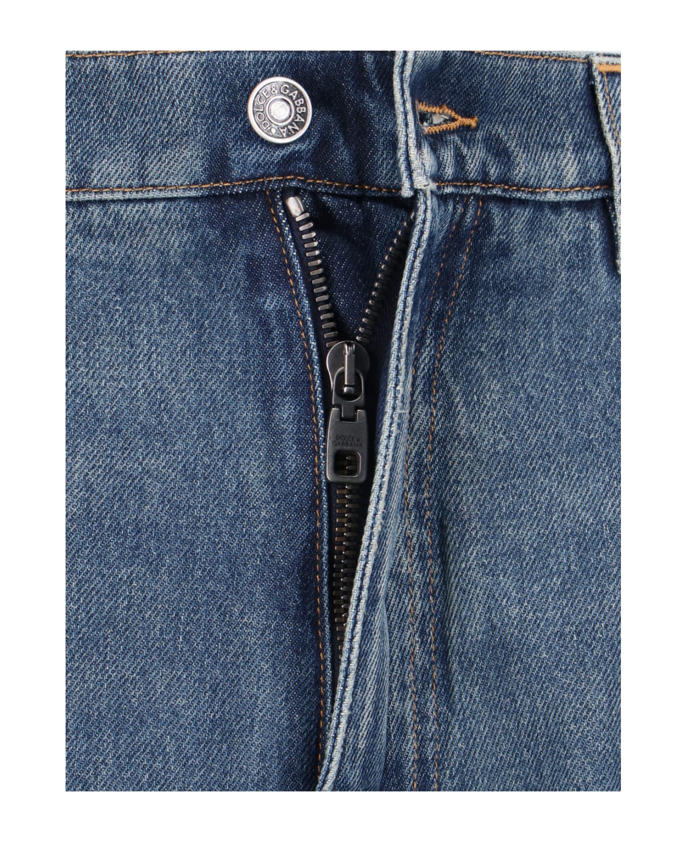 Dolce 
Gabbana Logo Wide Jeans - Blue