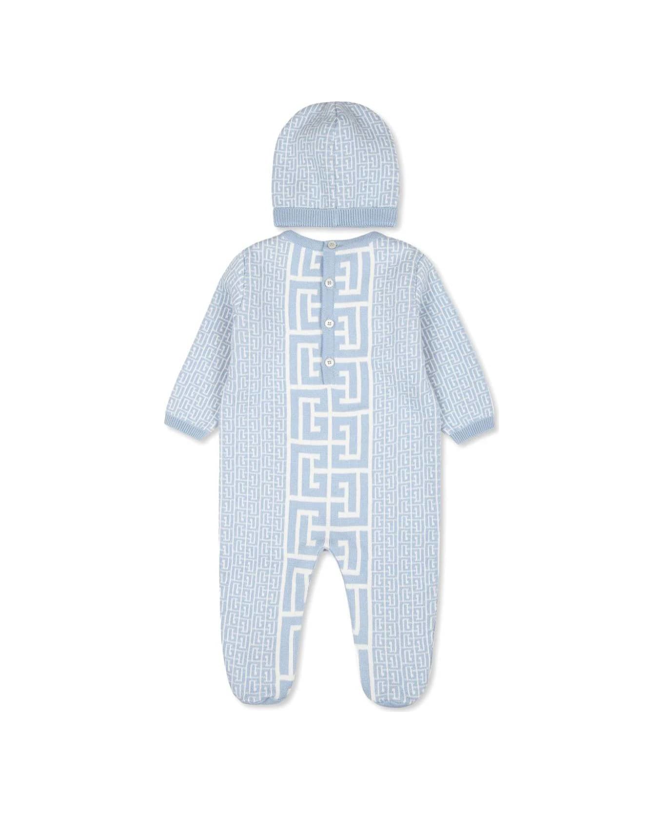 Balmain Set Tutina Con Stampa - Light blue