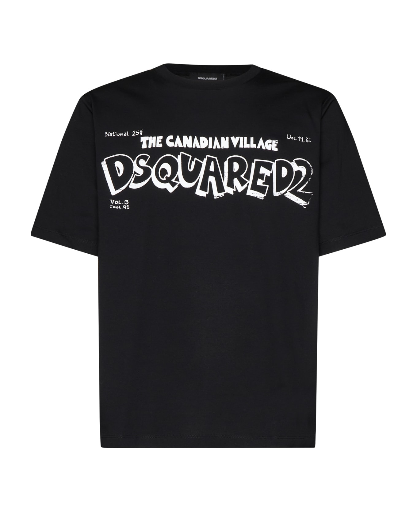 Dsquared2 Crewneck T-shirt With Canadian Village Print - Black シャツ