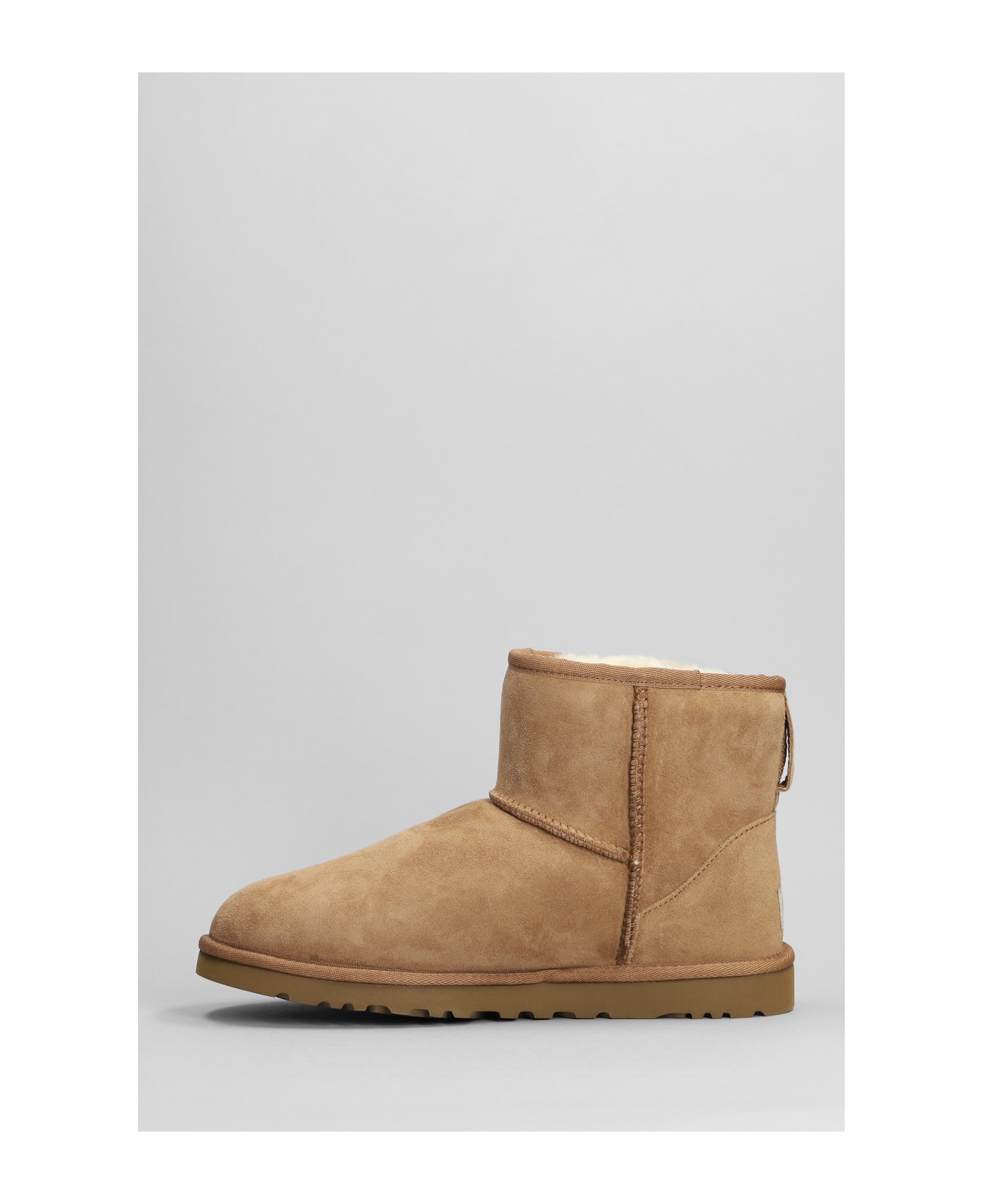 UGG Classic Mini Low Heels Ankle Boots In Leather Color Suede - leather color