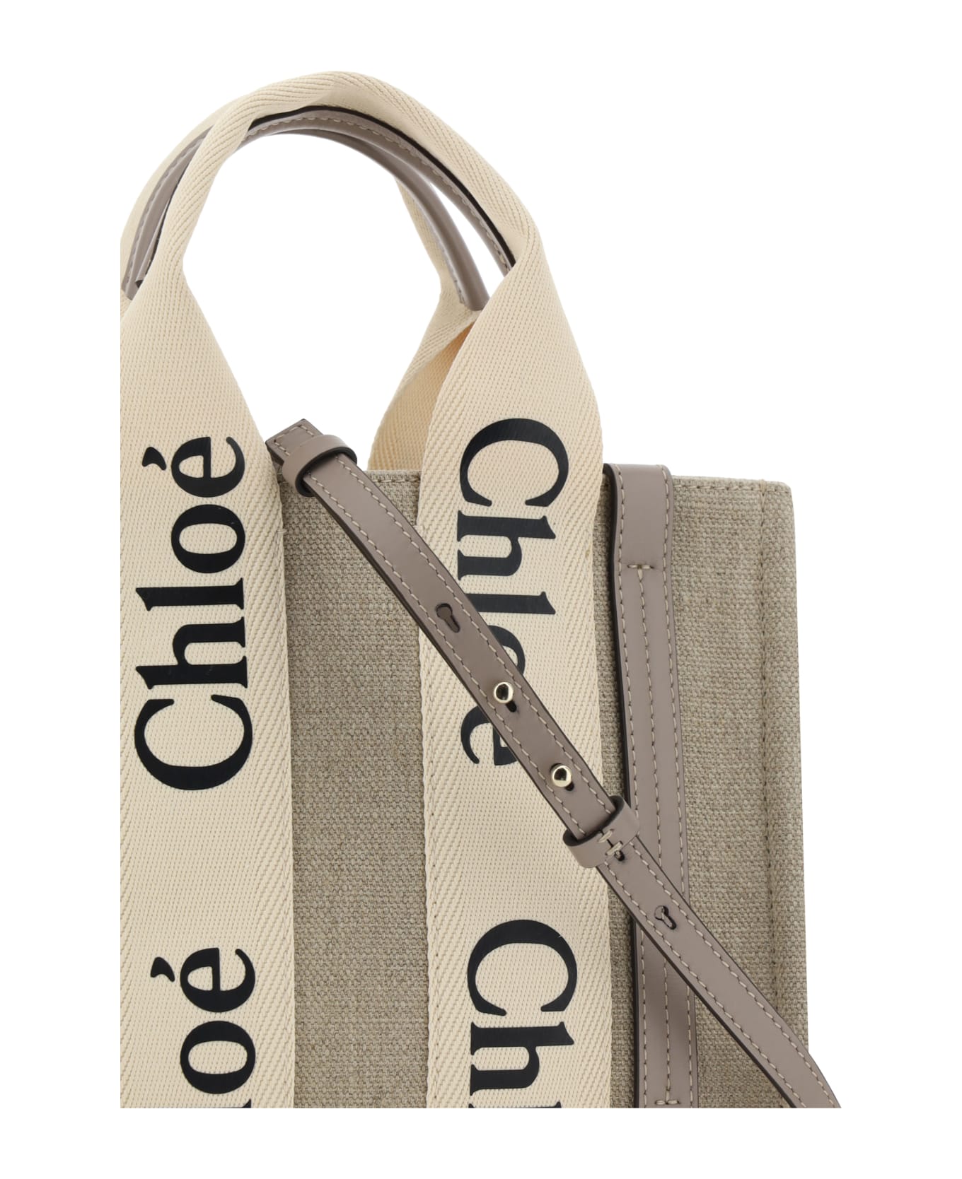 Chloé 'woody Small' Shopping Bag - Musk Grey