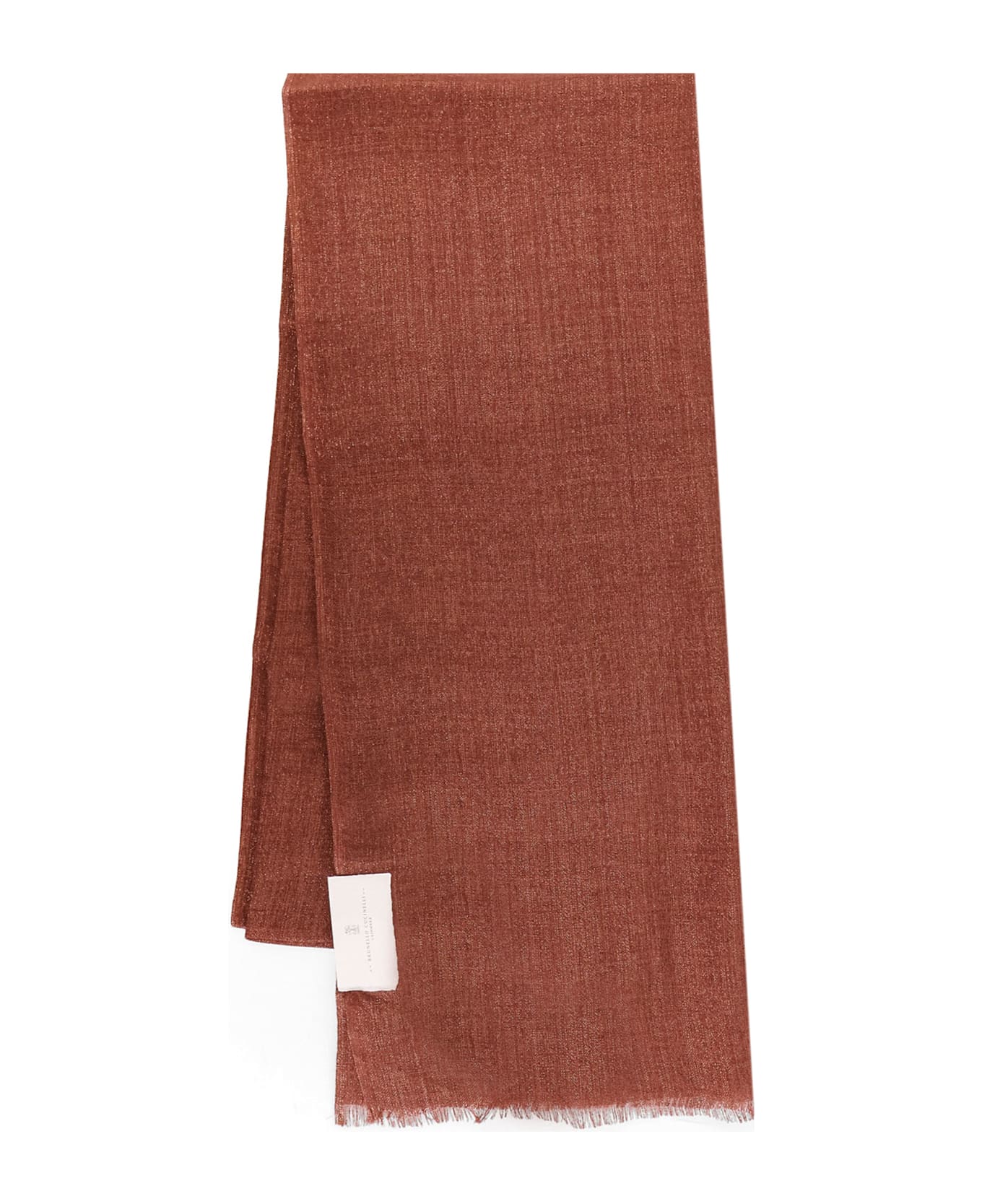 Brunello Cucinelli Cashmere And Silk Blend Scarf - Firebirck