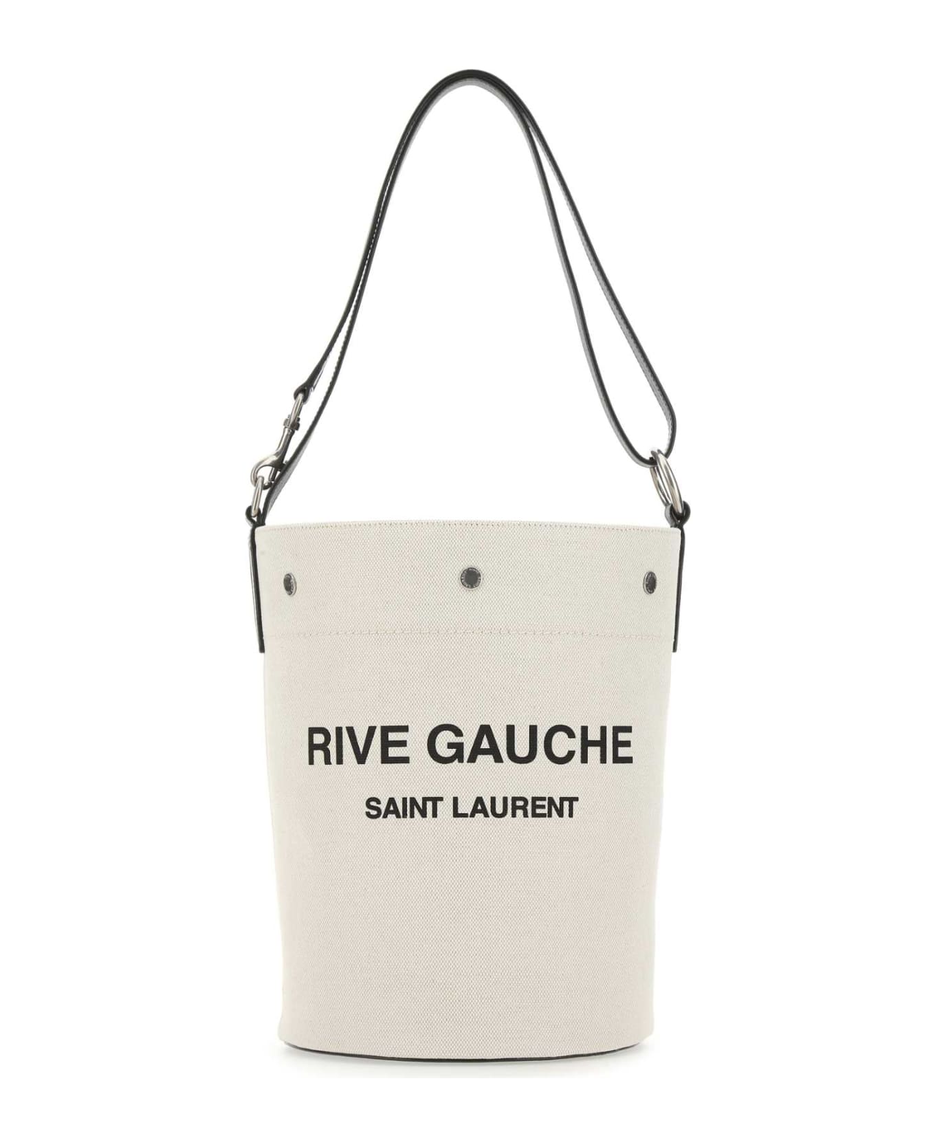 Saint Laurent Two-tone Canvas And Leather Medium Rive Gauche Bucket Bag - 9024