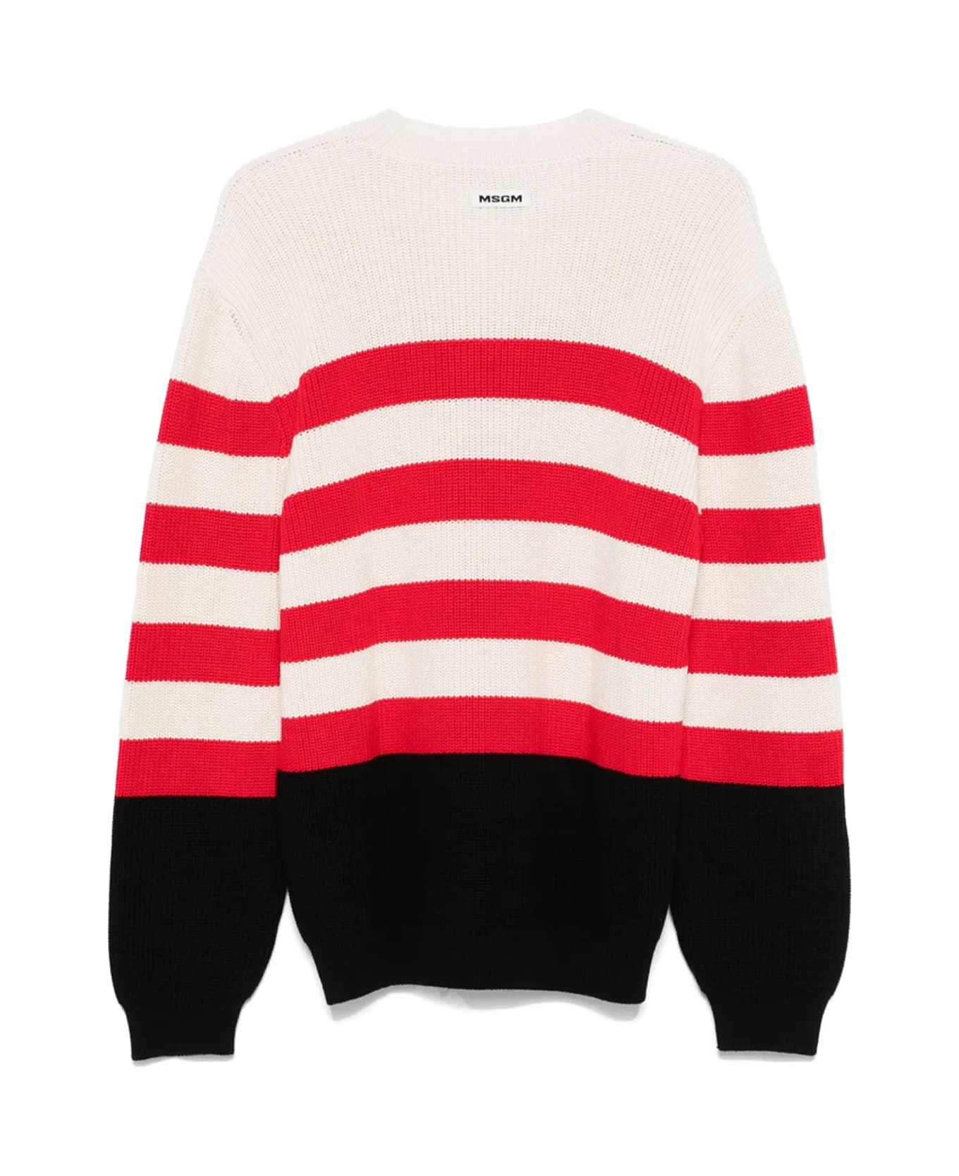 MSGM Stripe Ribbed Knit Sweater - White
