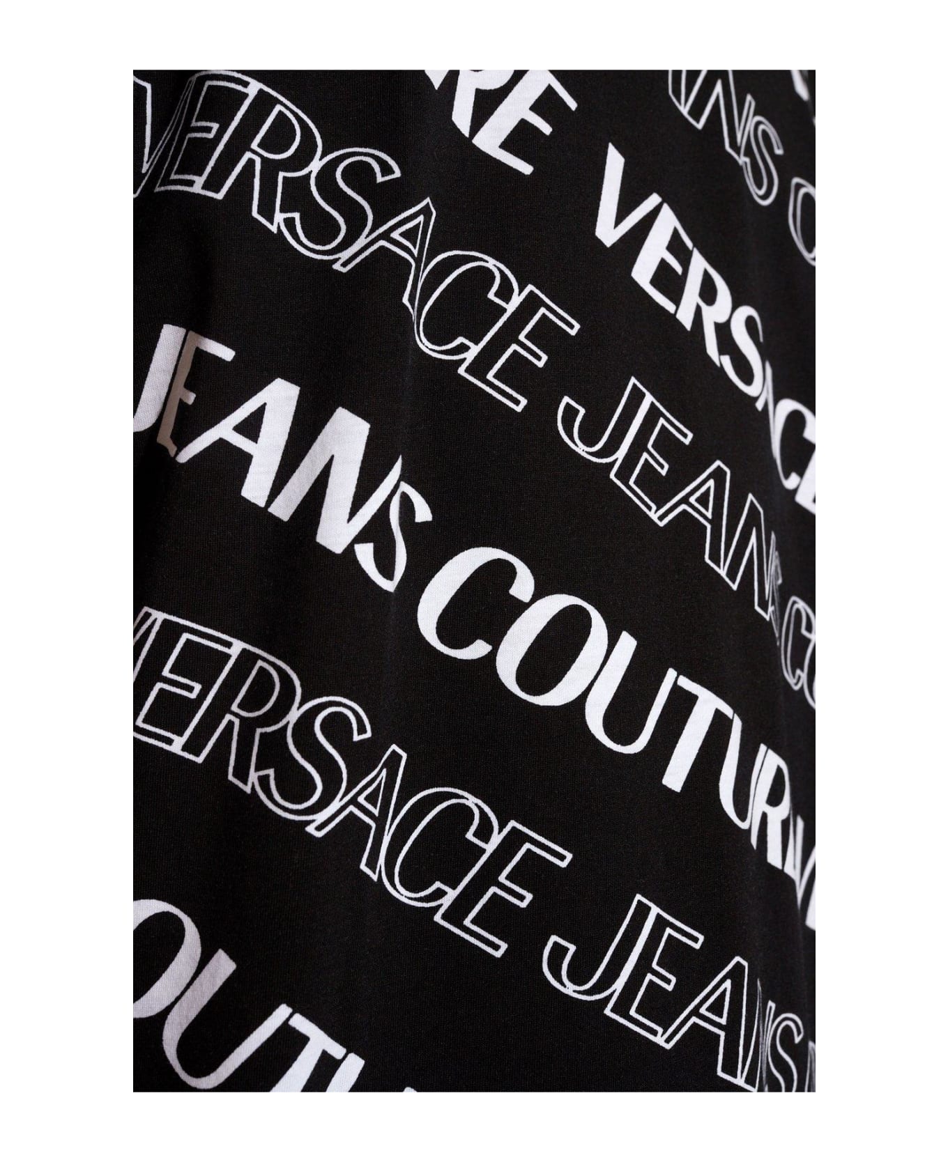 Versace Jeans Couture Allover Logo Printed Crewneck T-shirt - Black