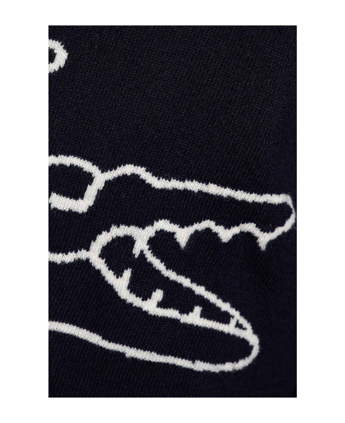 Comme des Garçons X Lacoste Logo Intarsia Knitted Jumper - NAVY