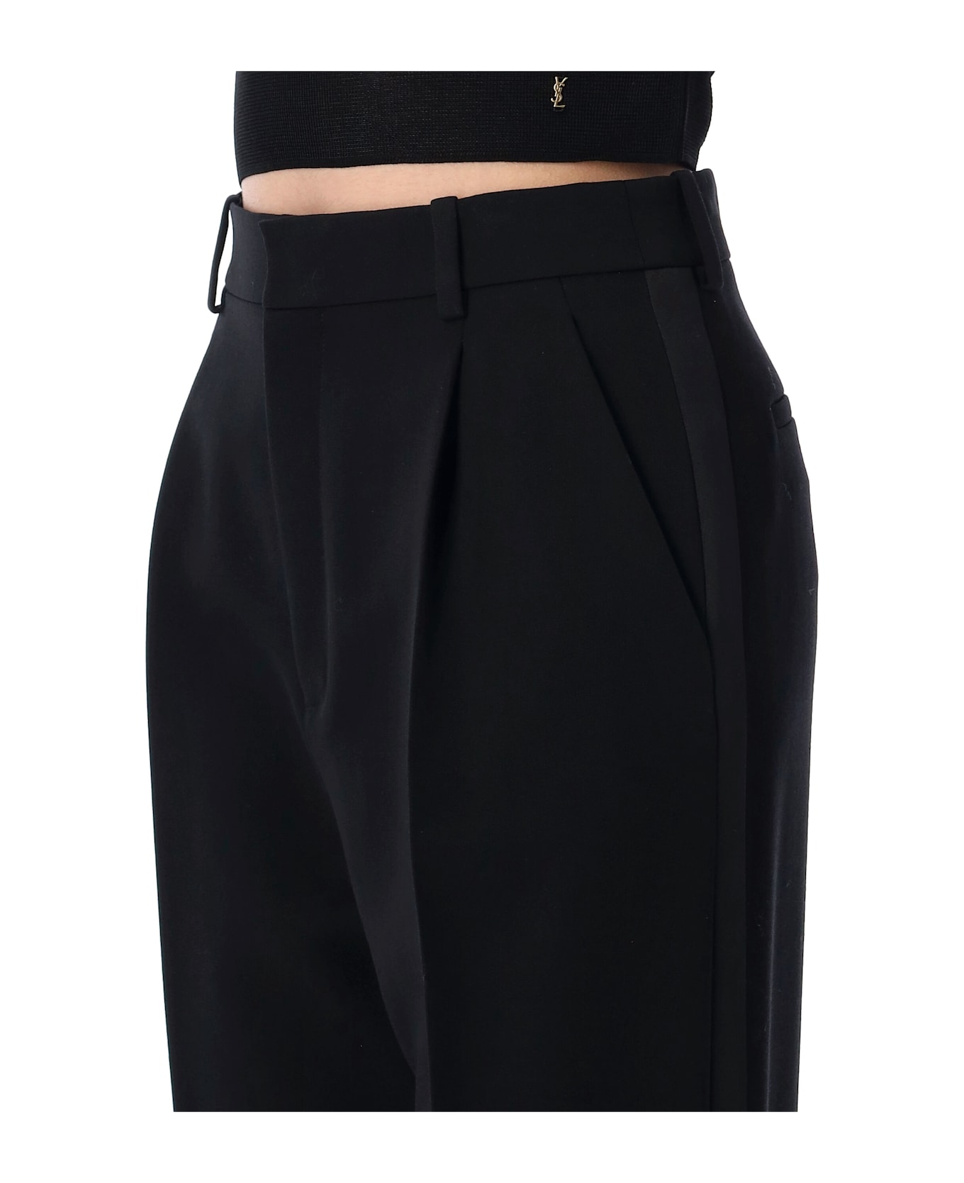 Saint Laurent Grain De Poudre Tuxedo Pants - BLACK