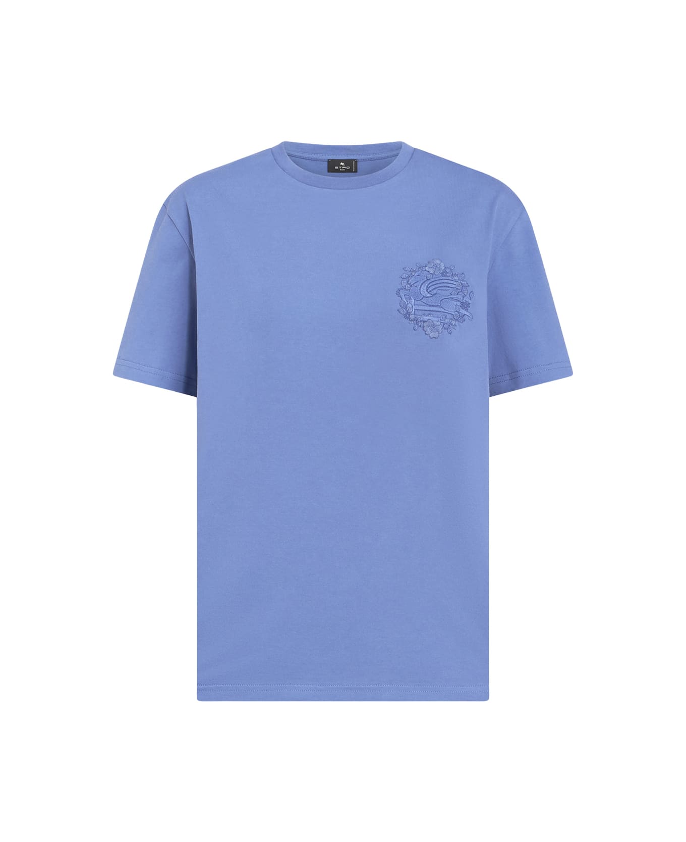 Etro Light Blue T-shirt With Tone-on-tone Embroidery - Blue