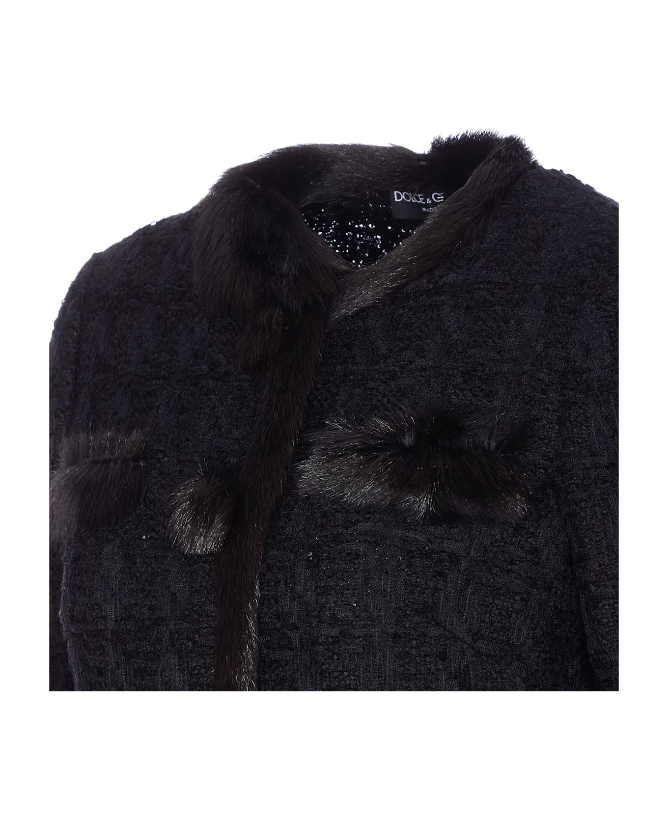 Dolce & Gabbana Single Breasted Tweed Jacket - Black