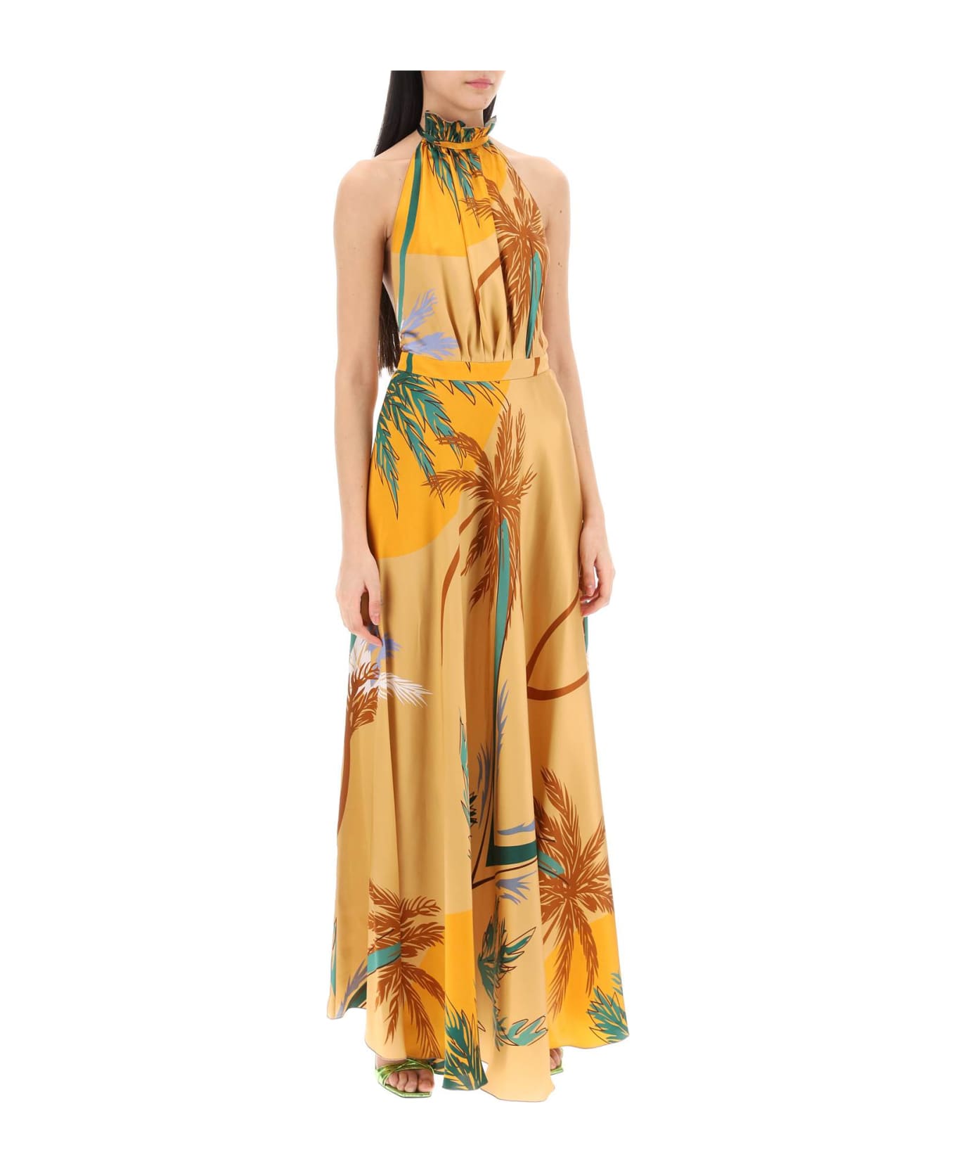 Raquel Diniz Giovanna Silk Satin Maxi Dress - SAND PALMS (Orange) ワンピース＆ドレス