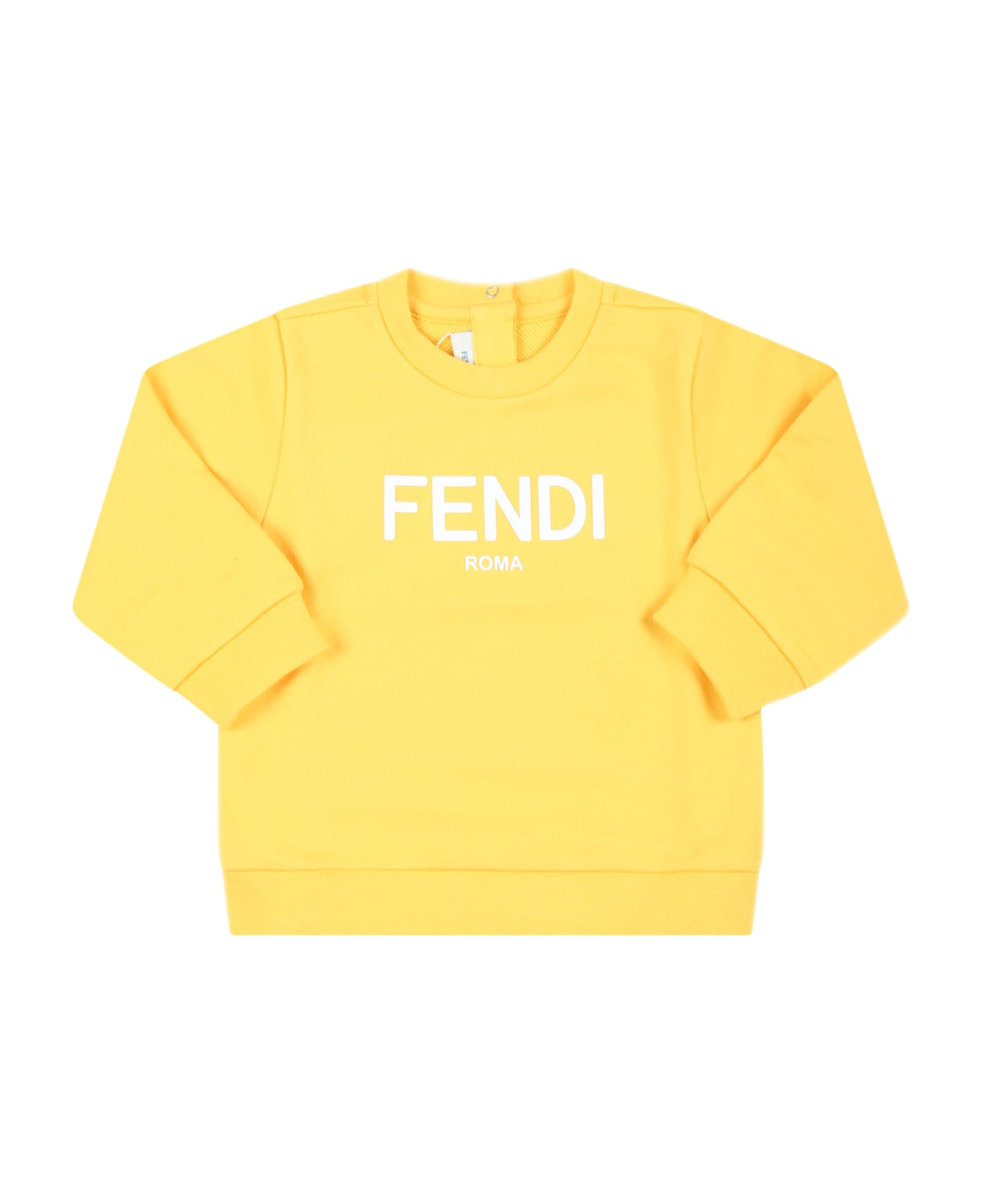 Fendi Yellow Sweatshirt For Babykids With White Logo - Yellow