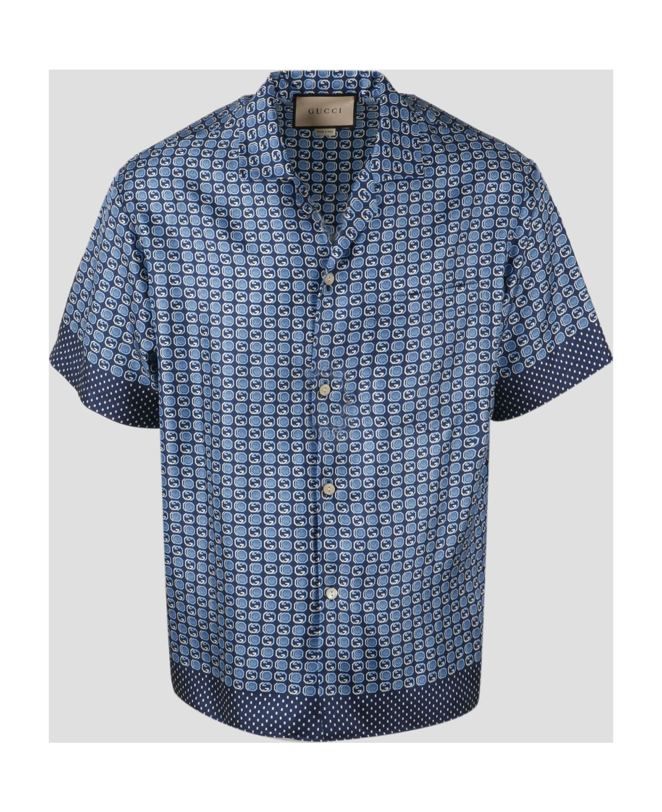 Gucci Geometric Interlocking G Shirt - Blue