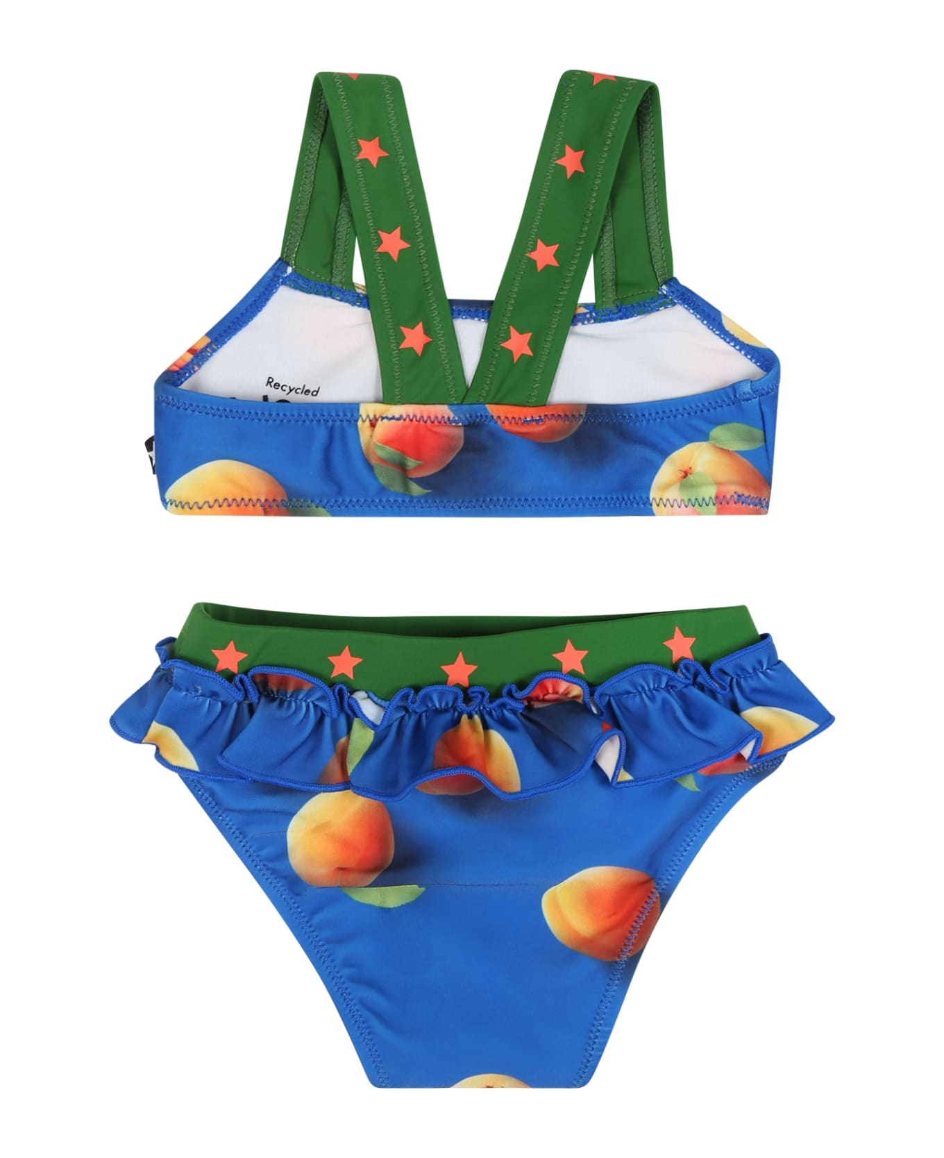 Molo Blue Bikini For Baby Girl With Apricot Print - Blue