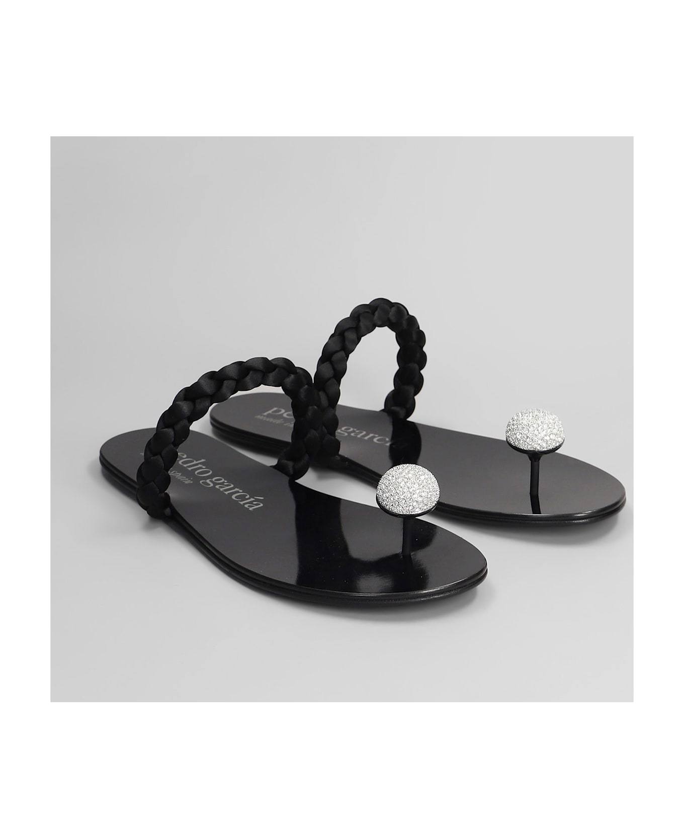 Pedro Garcia Pipa Flats In Black Satin - black