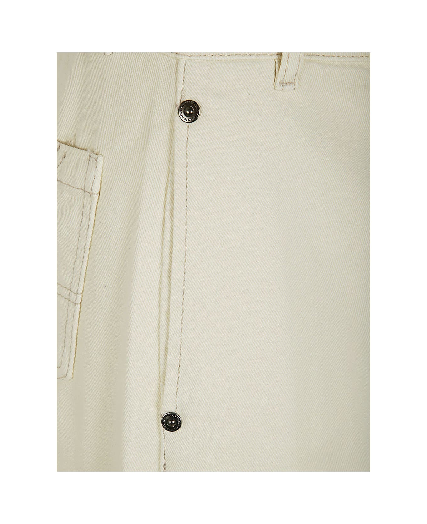 Antonelli Iago Denim Skirt With Slit - Cream