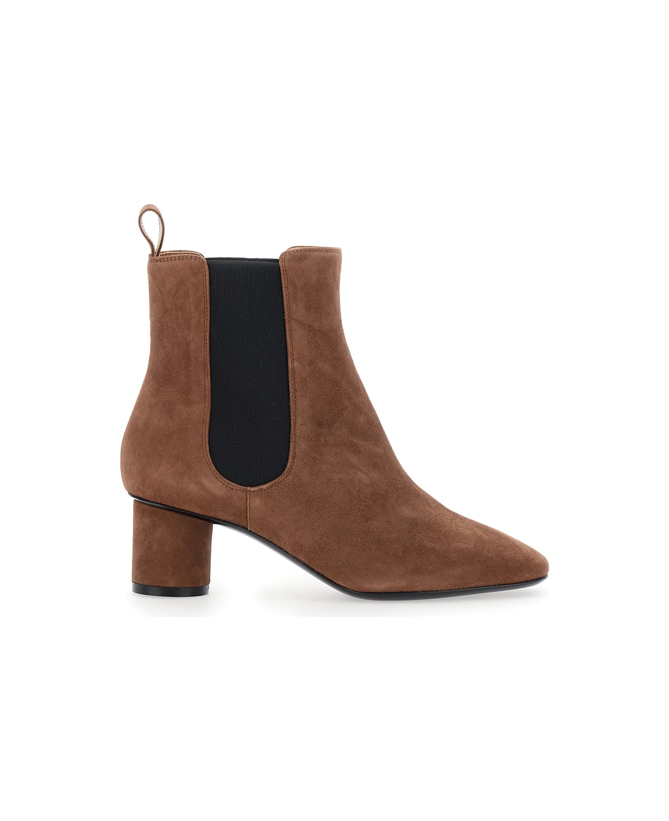 Pollini Brown Ankle Boots With Elastic Side Panel In Suede Woman - Brown
