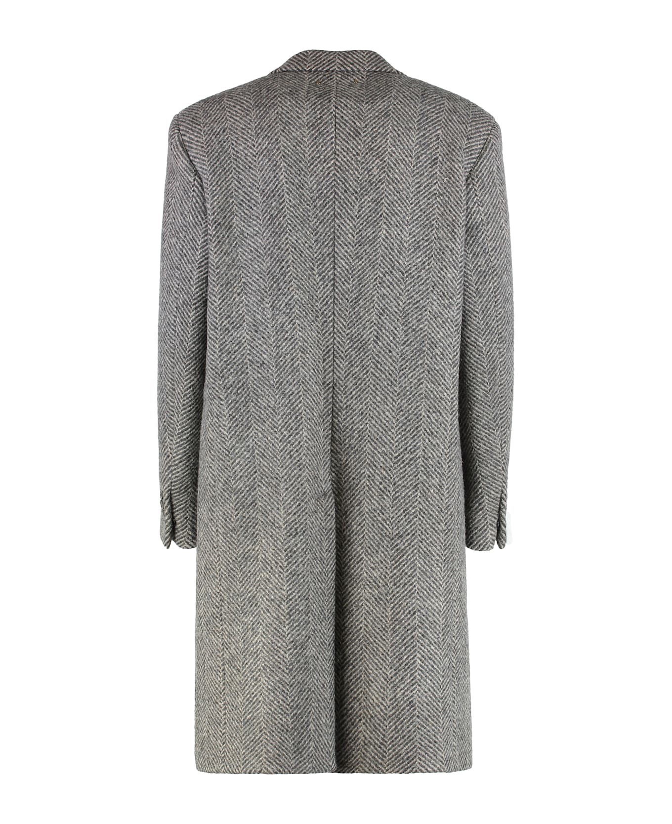 Golden Goose Single-breasted Coat In Wool With Herringbone Pattern - grey