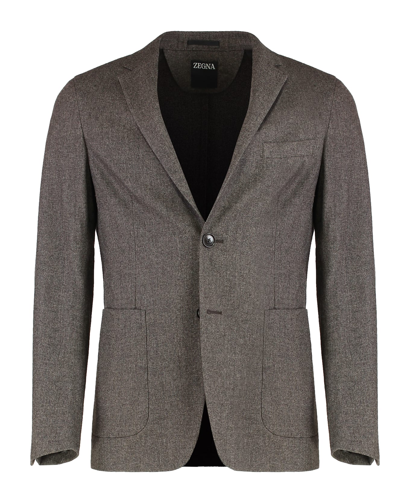Zegna Single-breasted Jacket In Wool Blend - grey