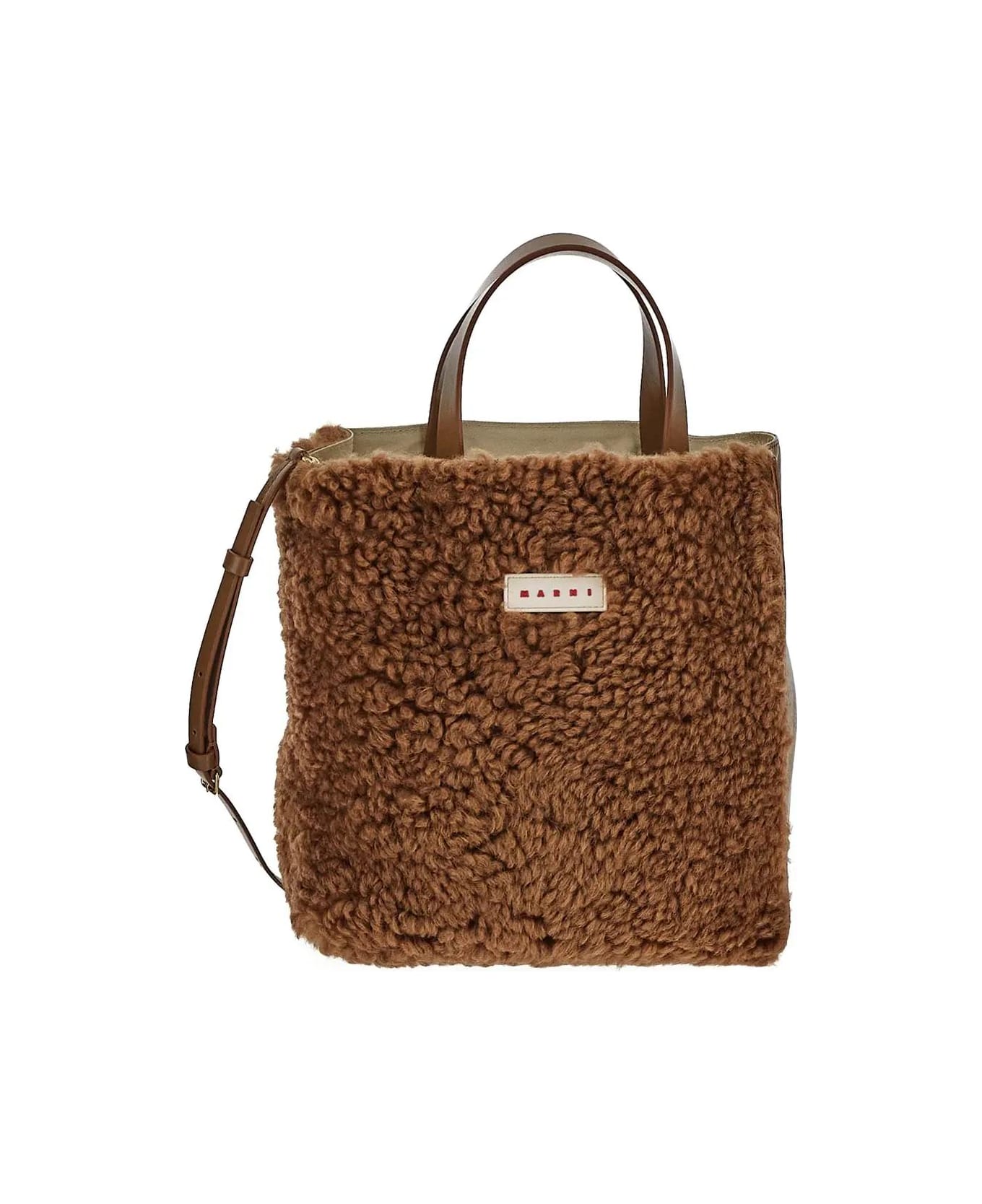 Marni Fur Medium Tote Bag Marni - BISCUIT