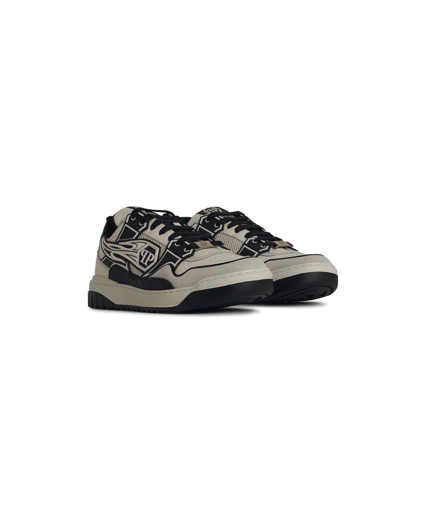 Philipp Plein 
hexagon
 White Leather Sneakers - White
