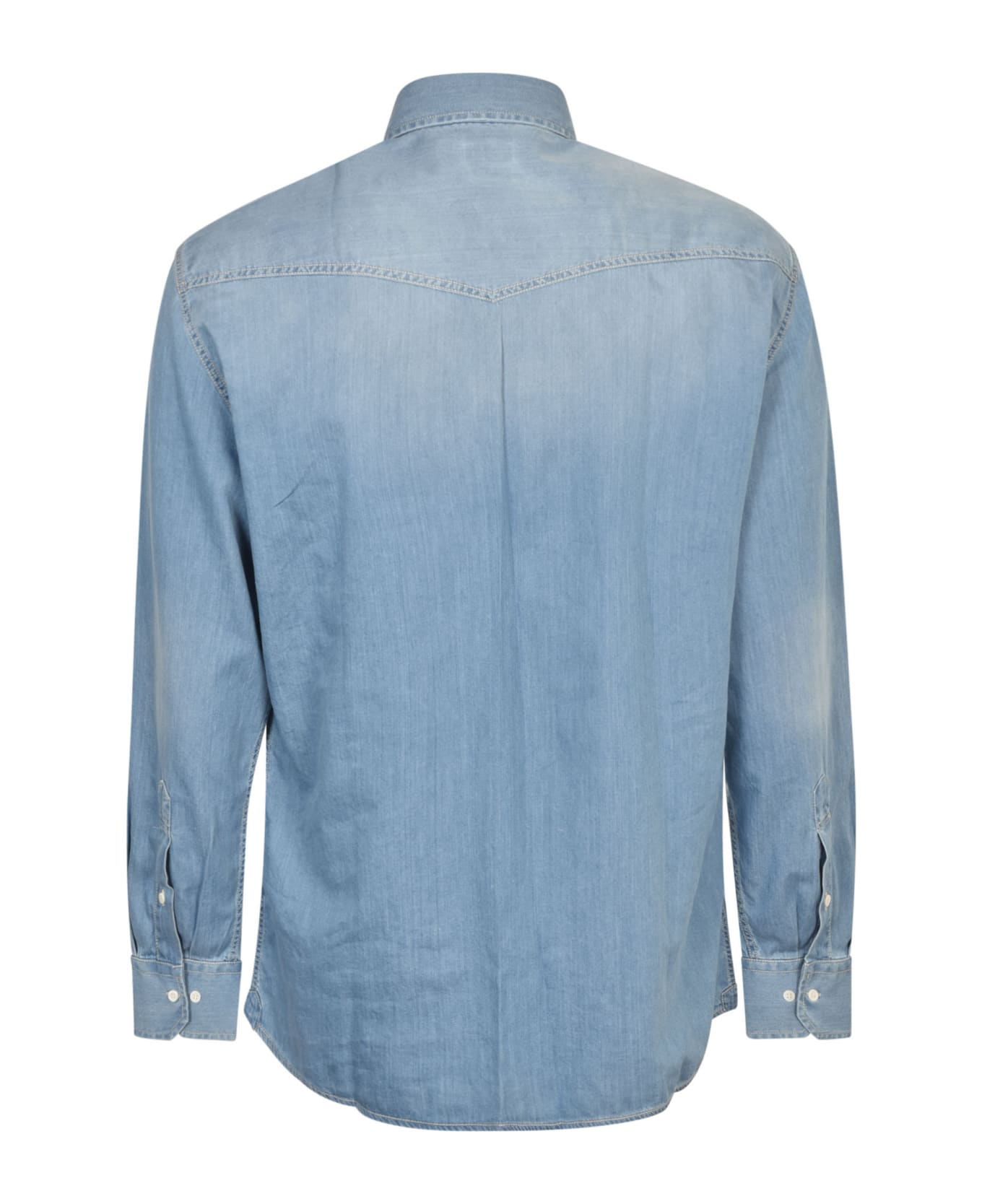 Brunello Cucinelli Round Hem Buttoned Shirt - Denim