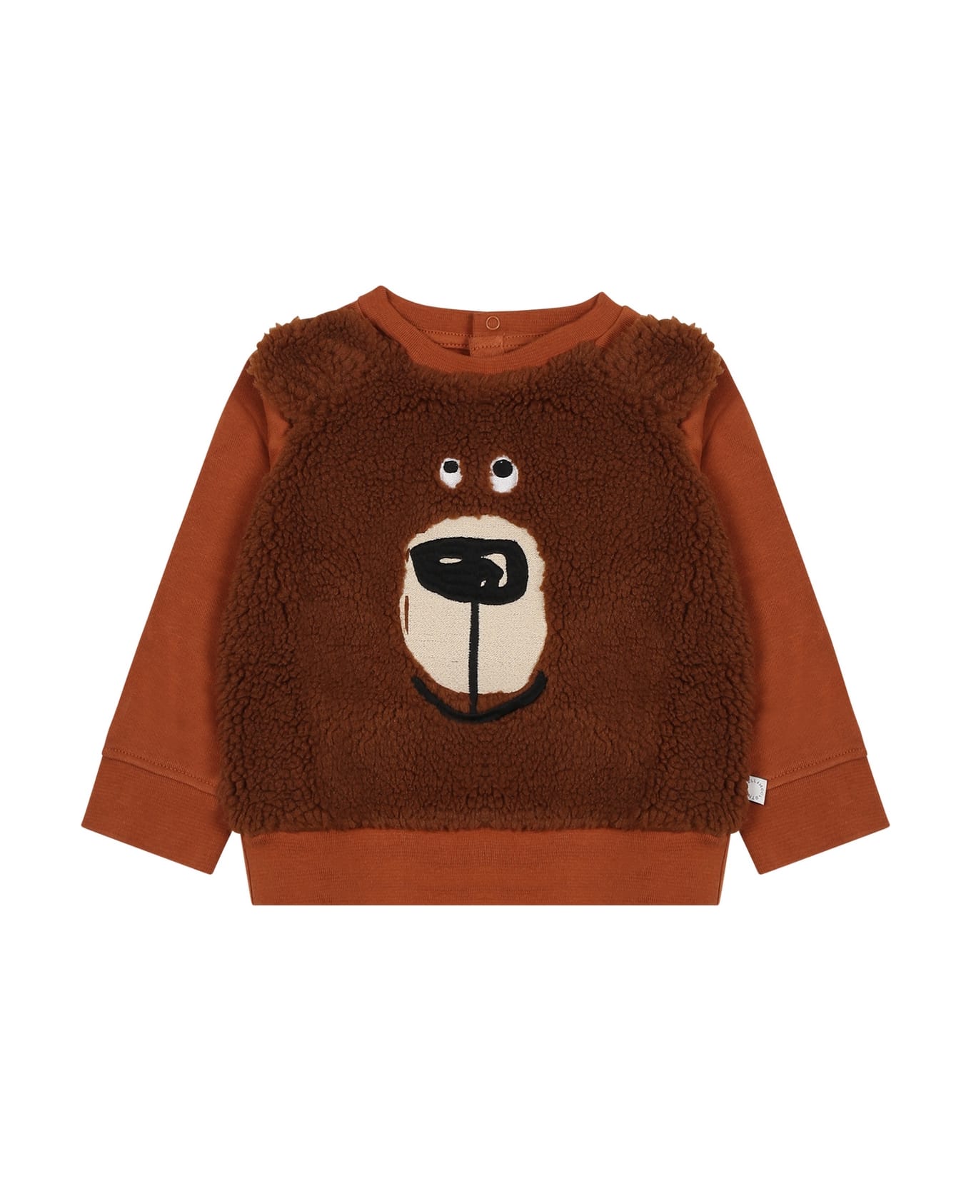 Stella McCartney Kids Brown Sweatshirt For Baby Boy With Bear - Brown ニットウェア＆スウェットシャツ