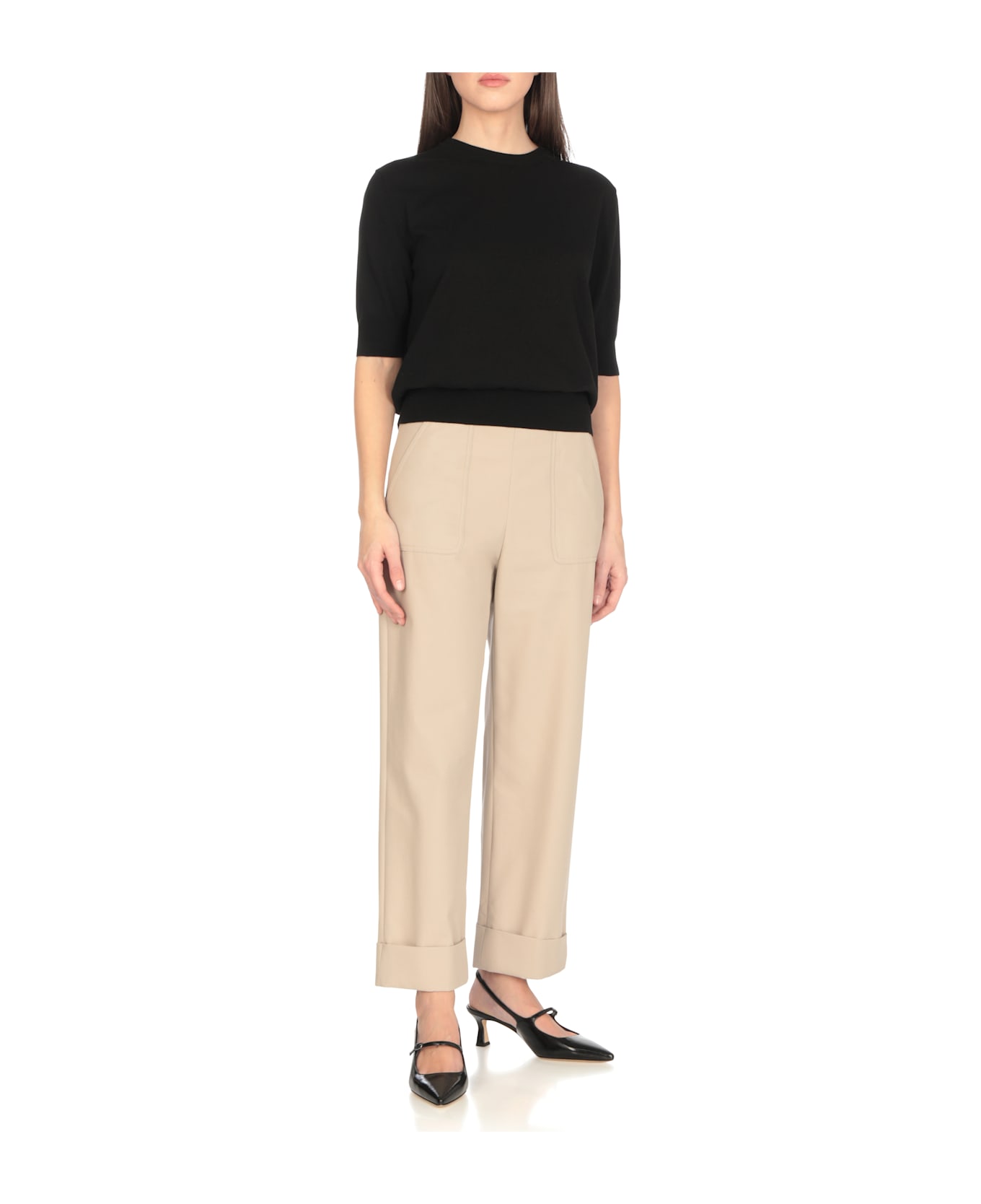 Julie Dee Leather Slingback - Black