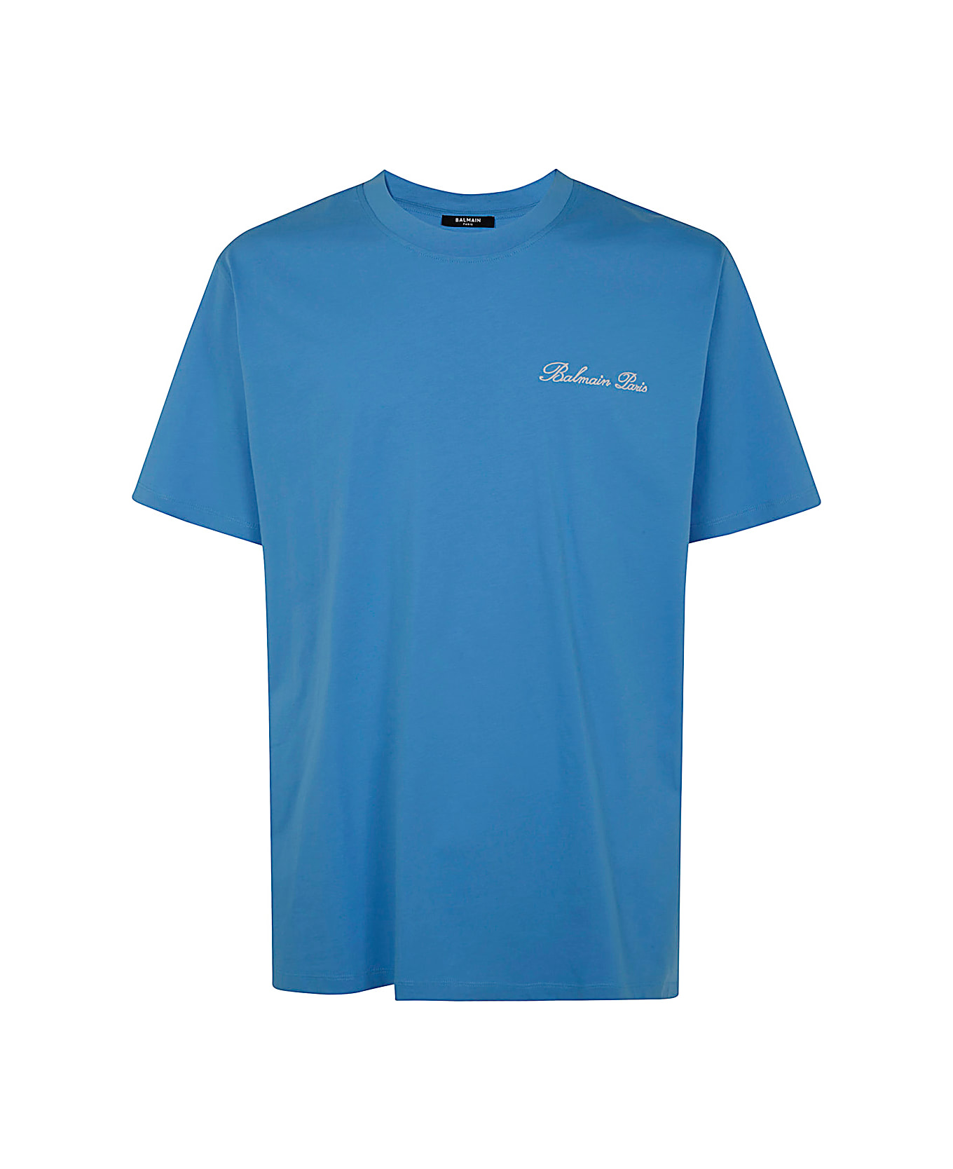 Balmain Signature Emb T.shirt.bulky Fit - Sme Sky Blue