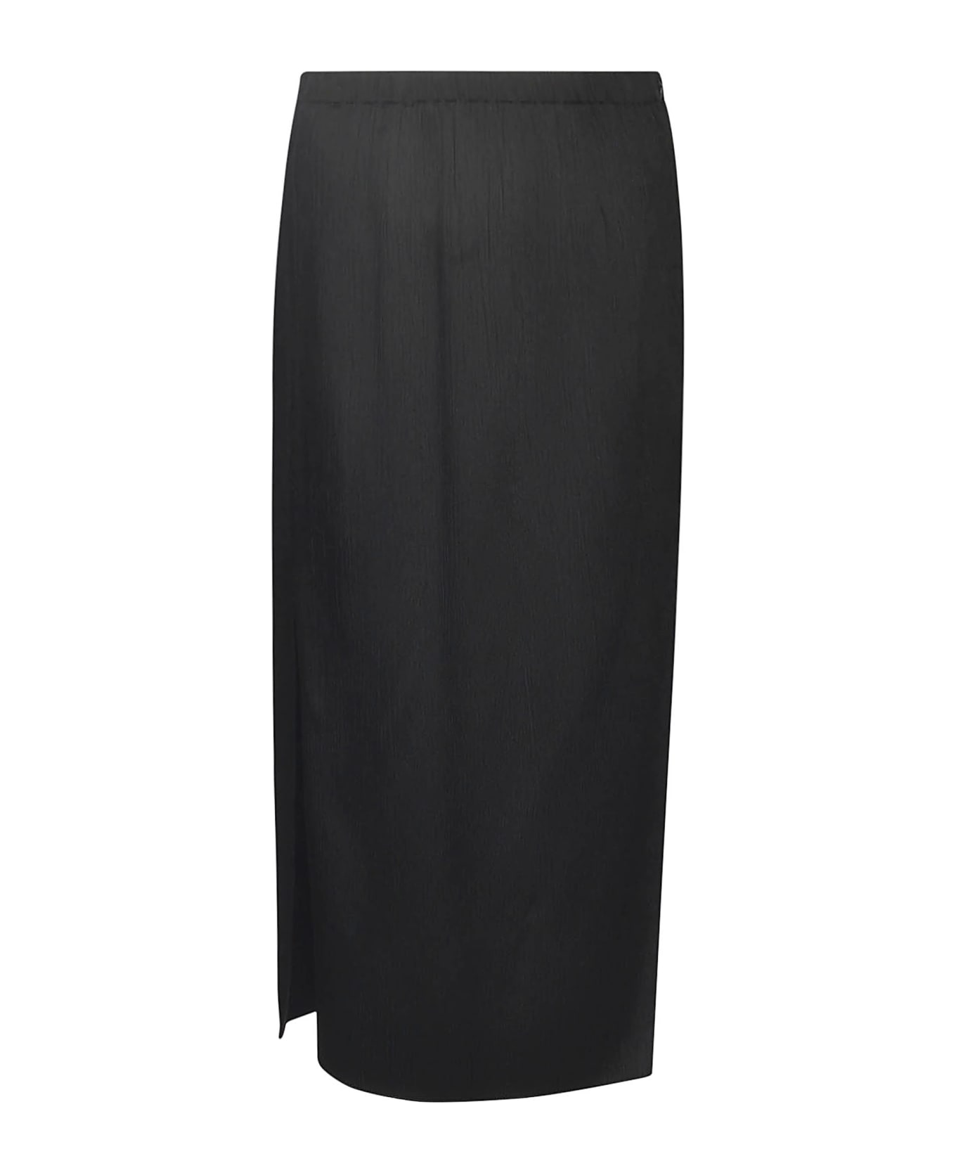 Forte_Forte Side Slit Elastic Waist Skirt - Black