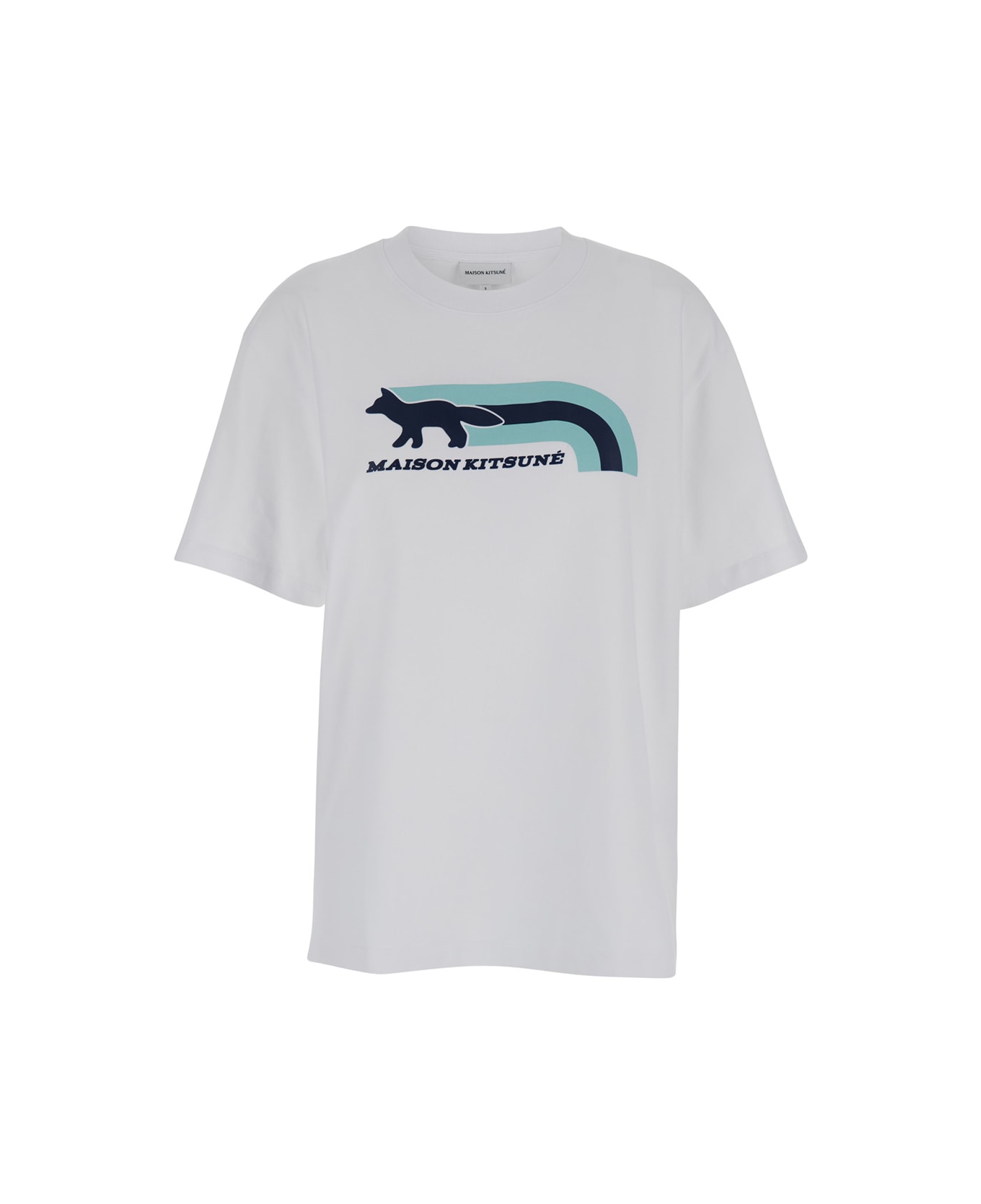 Maison Kitsuné T-shirt Oversize Con Stampa Logo Floreale In Cotone Bianco Uomo - White
