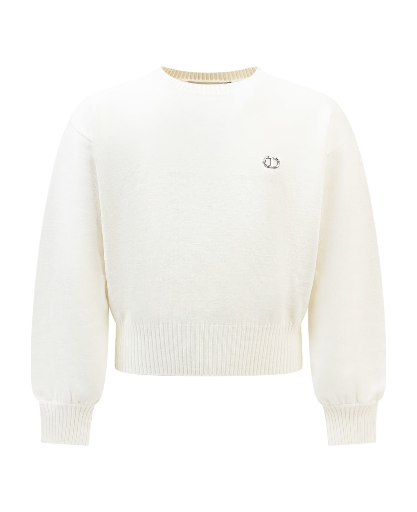 TwinSet Sweater With Logo - OFF WHITE ニットウェア＆スウェットシャツ
