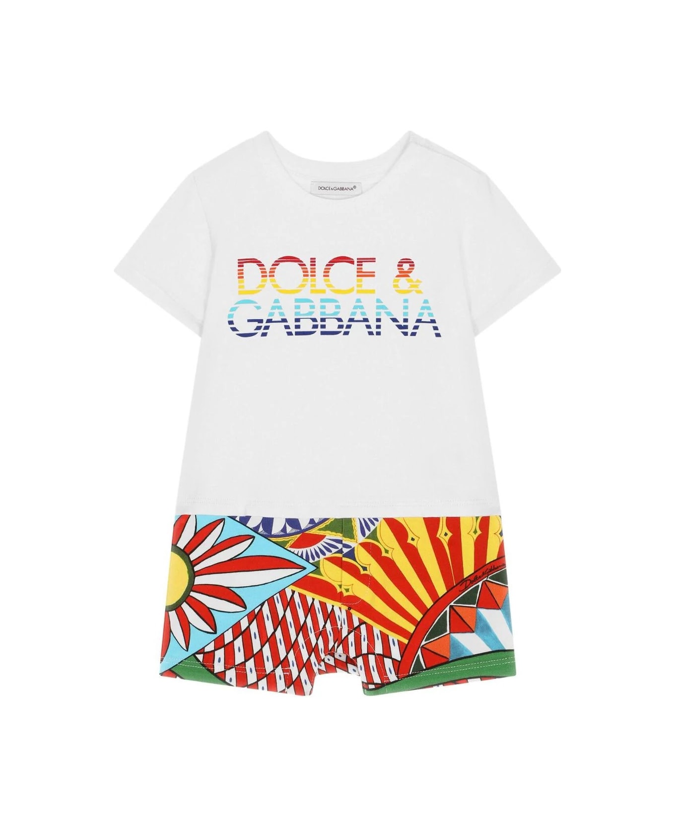 Dolce & Gabbana Cart Print Jersey Playsuit - Multicolour