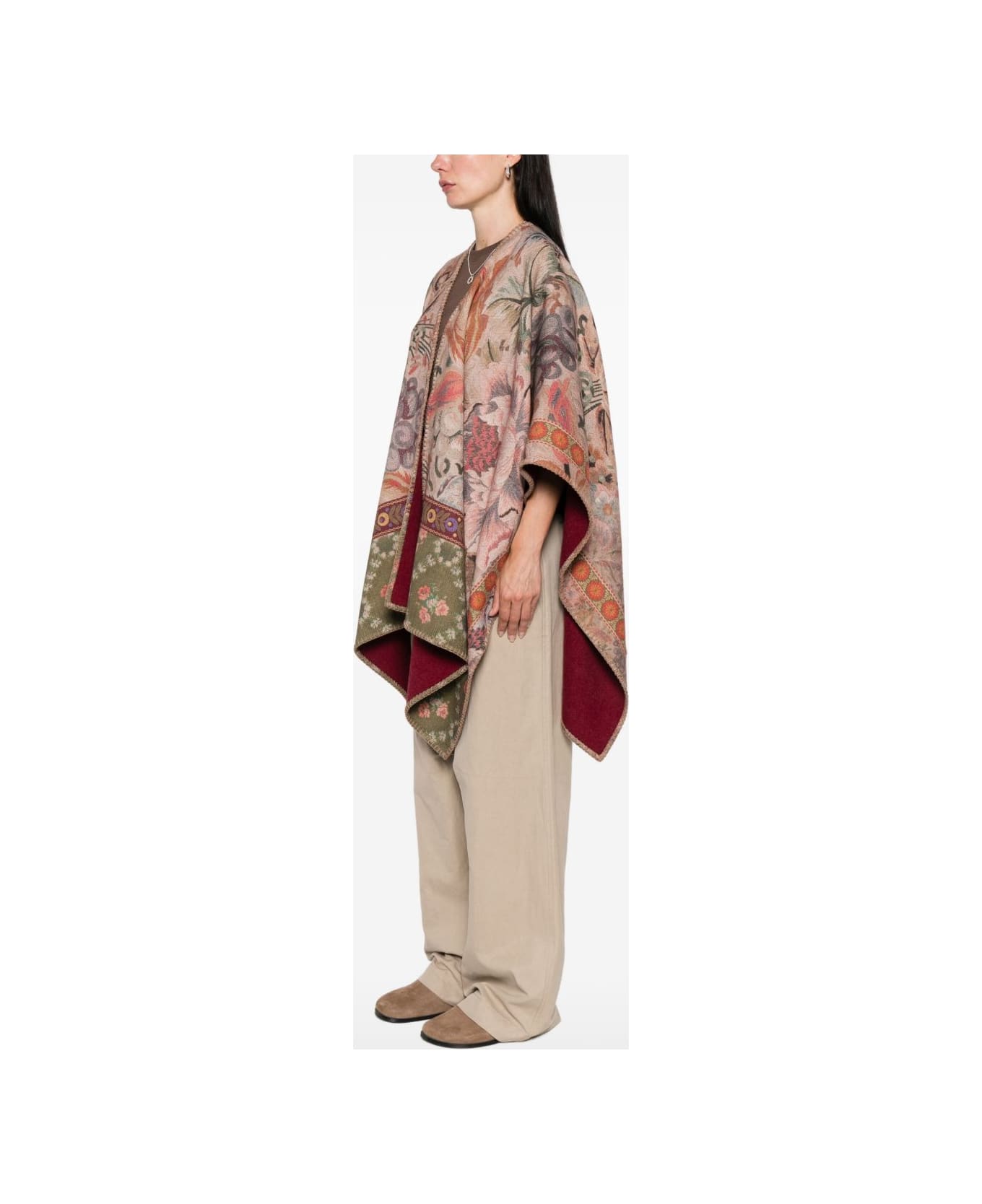 Pierre-Louis Mascia Wool Printed Poncho - Red