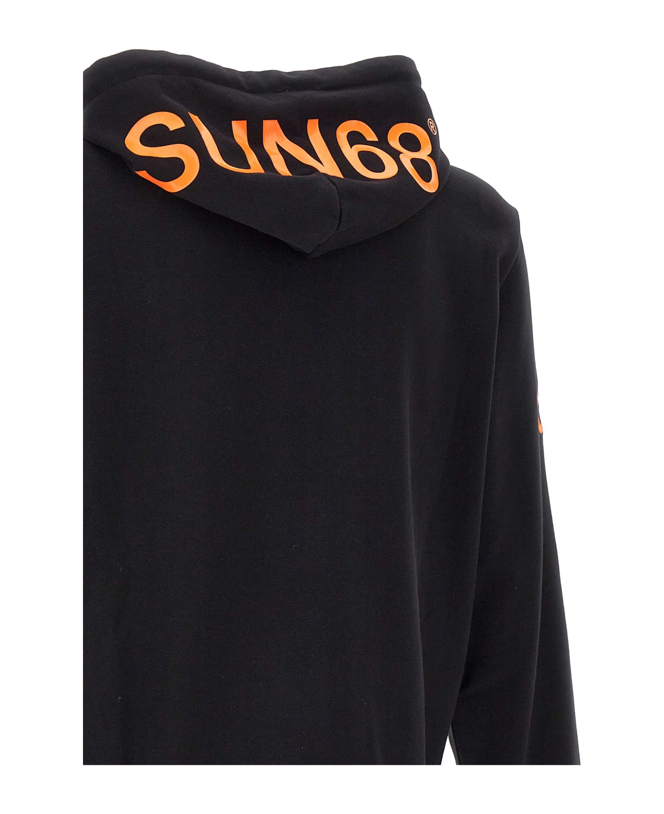 Sun 68 "hood Zip" Cotton Sweatshirt - BLACK