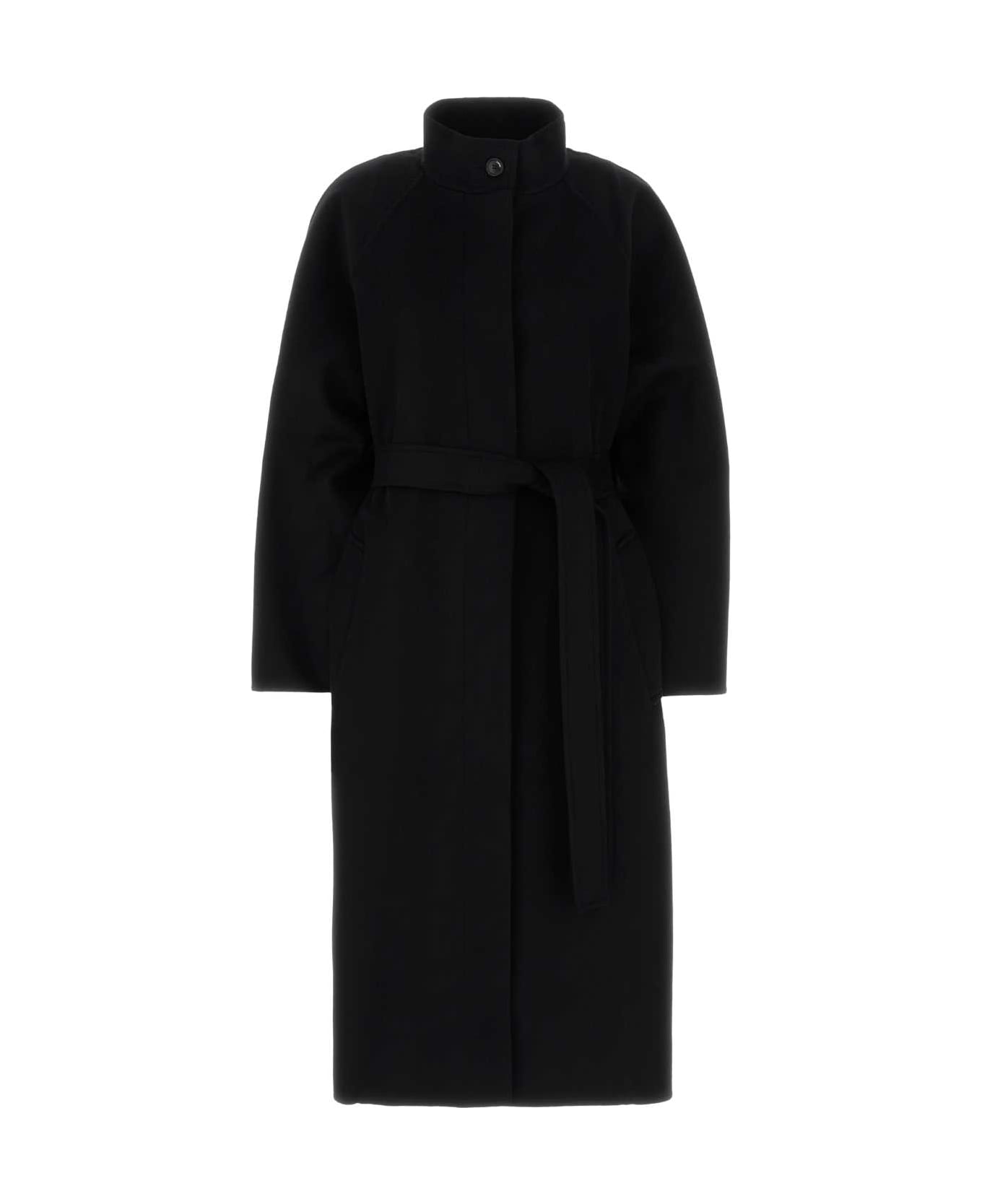 Loewe Black Wool Blend Coat - BLACK