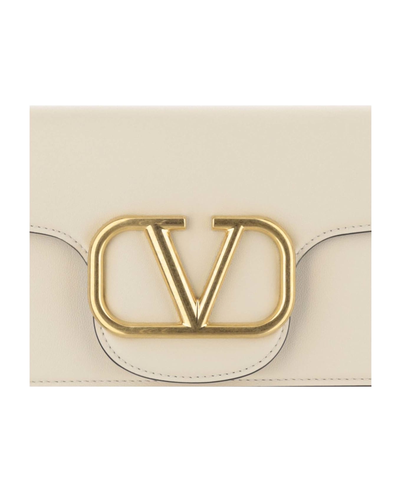 Valentino Garavani Locò Calfskin Shoulder Bag - Light ivory