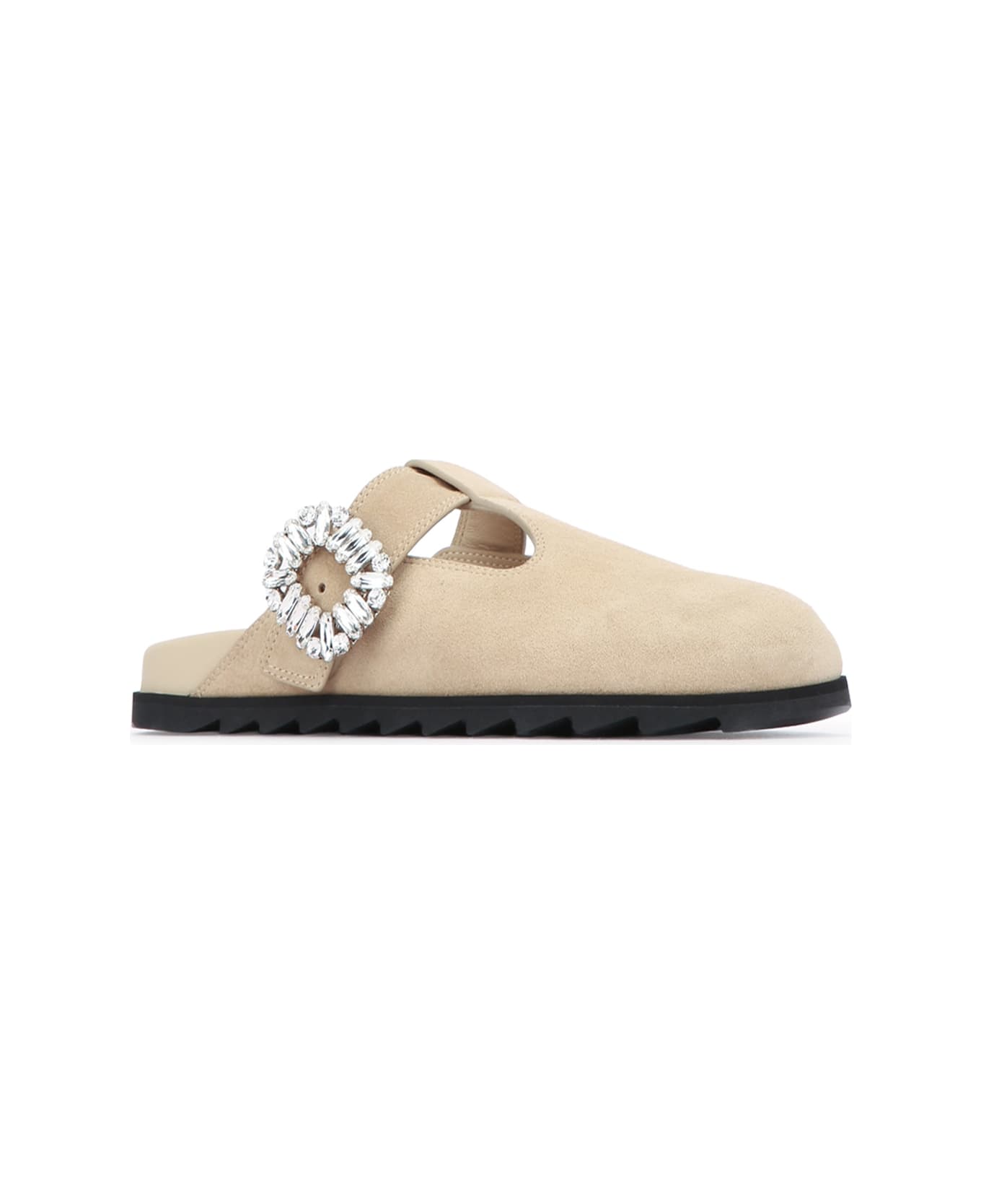 Roger Vivier Slidy Viv Closed T-strap Mule - BEIGE SCURO