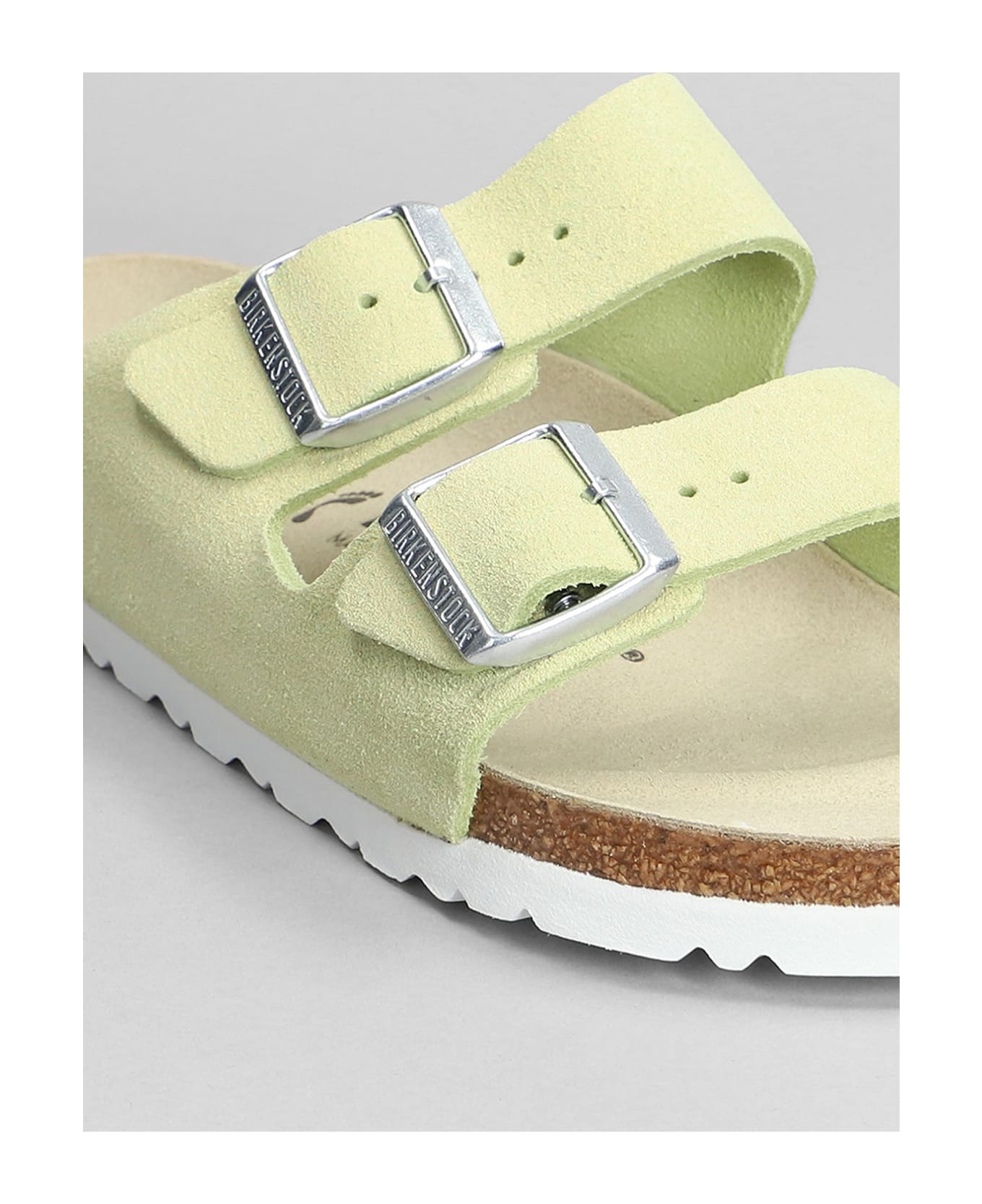 Birkenstock Arizona Flats In Green Suede - green