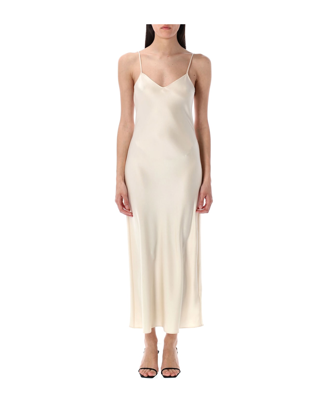 Polo Ralph Lauren Satin Midi Slip Dress - CHAMPAGNE