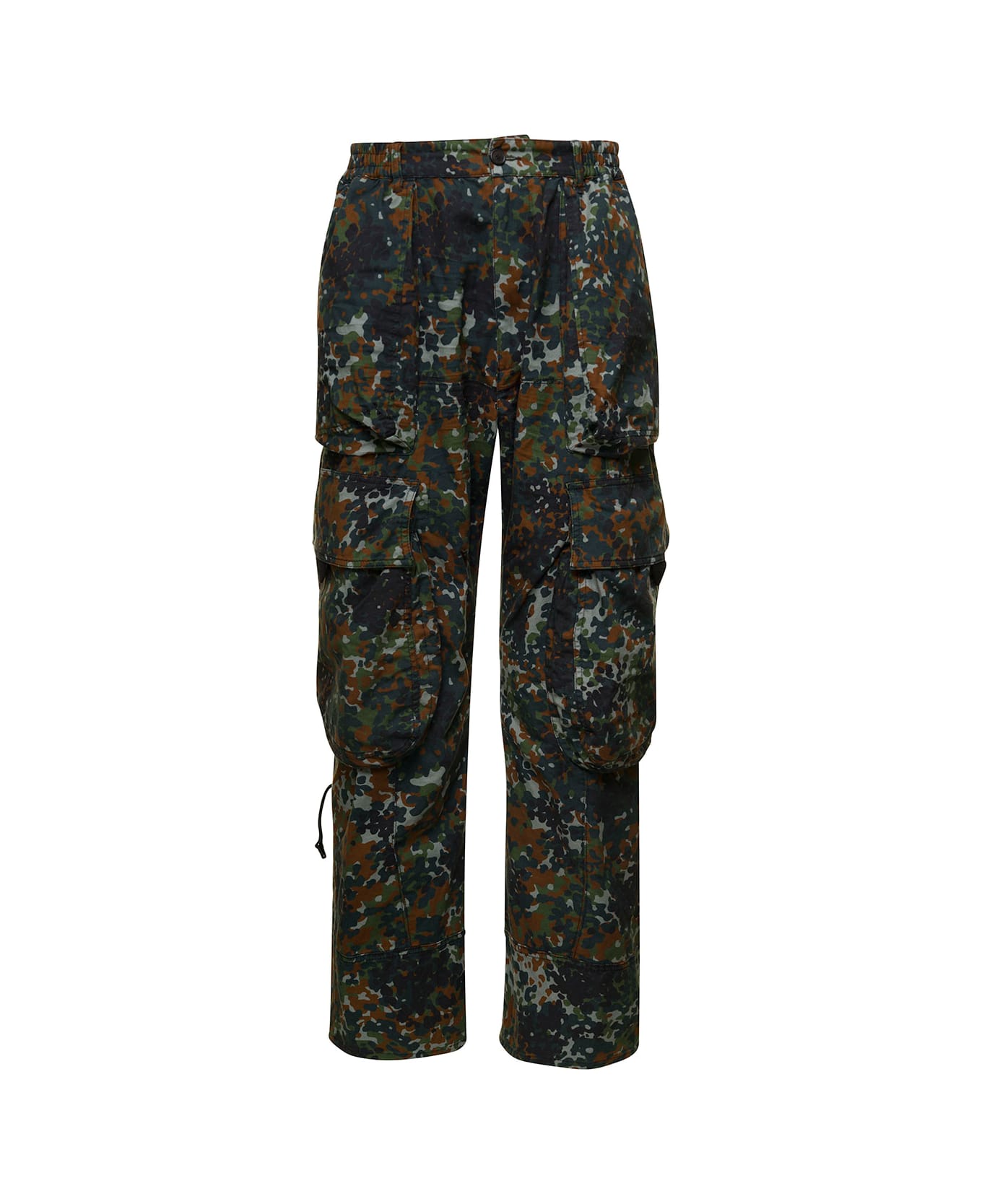 Dsquared2 Multicolor Cargo Pants With Camo Print In Stretch Cotton Man - Green ボトムス