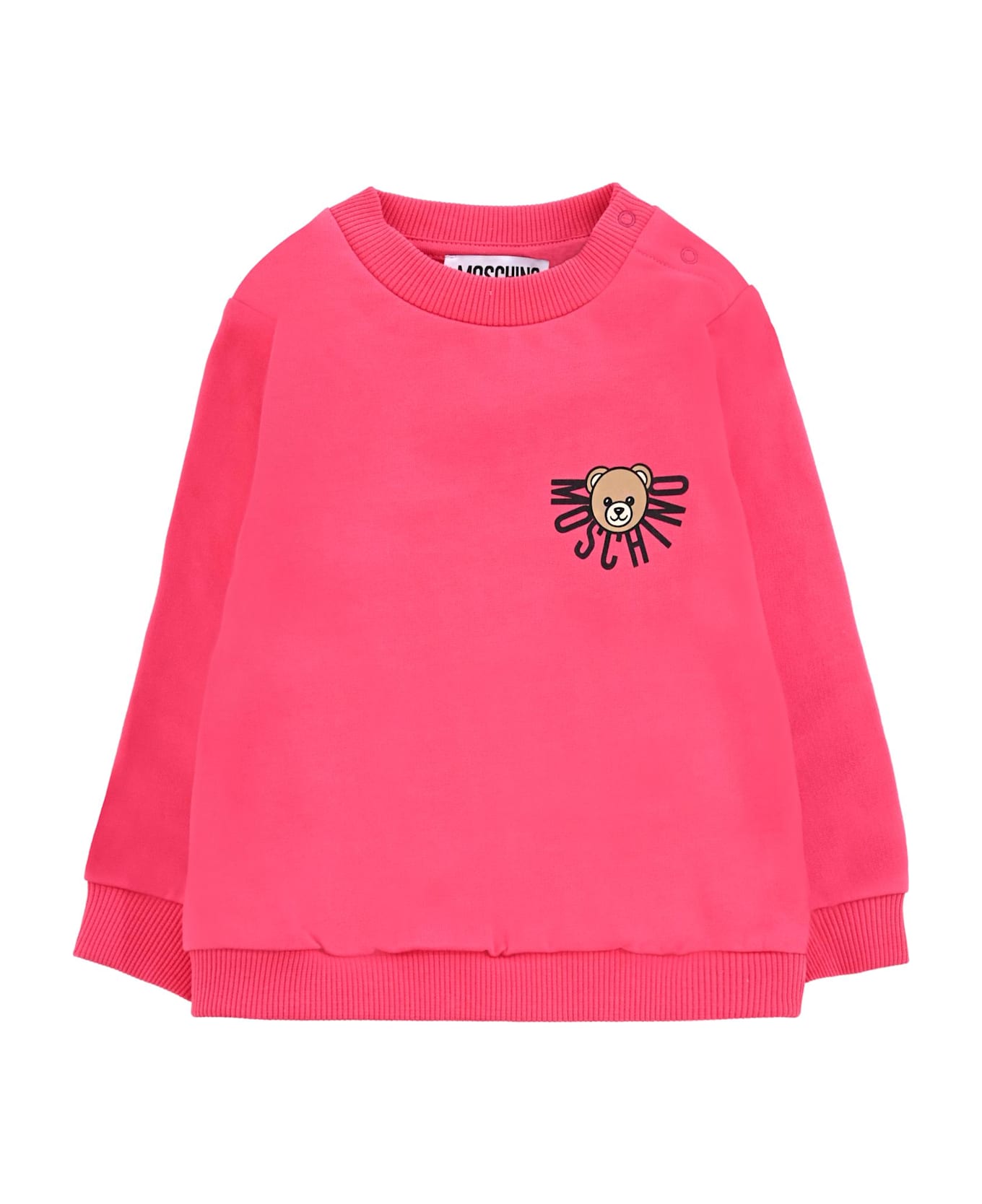 Moschino Fuchsia Sweatshirt For Baby Girl With Teddy Bear - Fuchsia