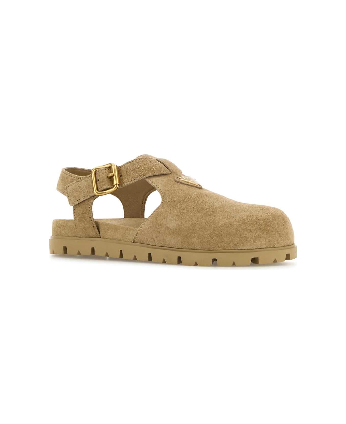 Prada Beige Suede Sandals - ECRU'